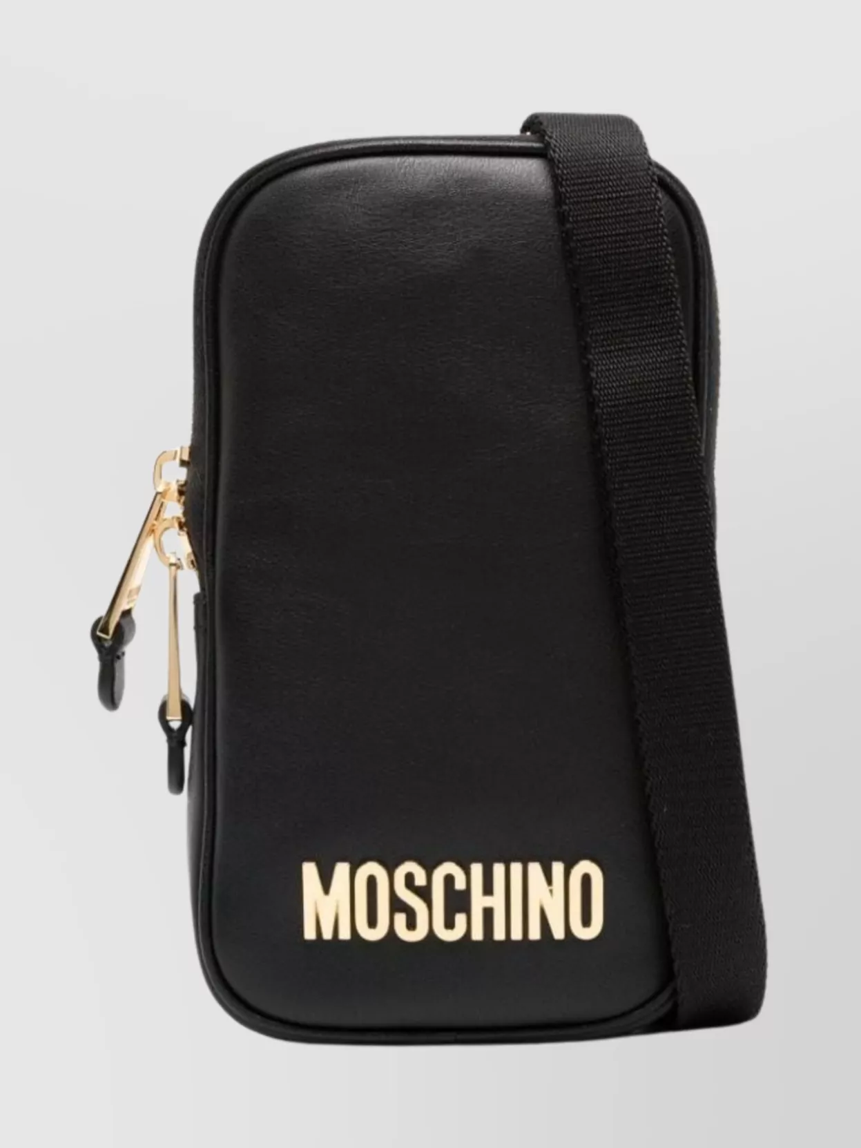 Shop Moschino Adjustable Strap Grain Shoulder Bag In Black