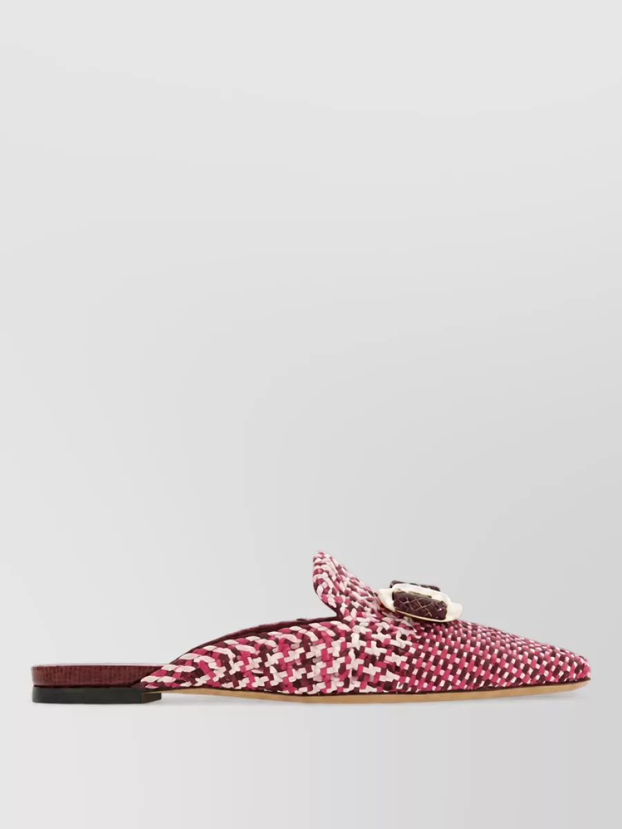 Ferragamo leather braided bow mules