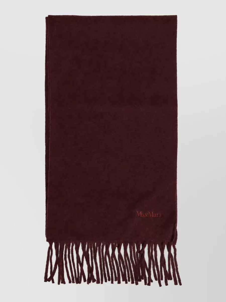 Max Mara felted wool fringed scarf
