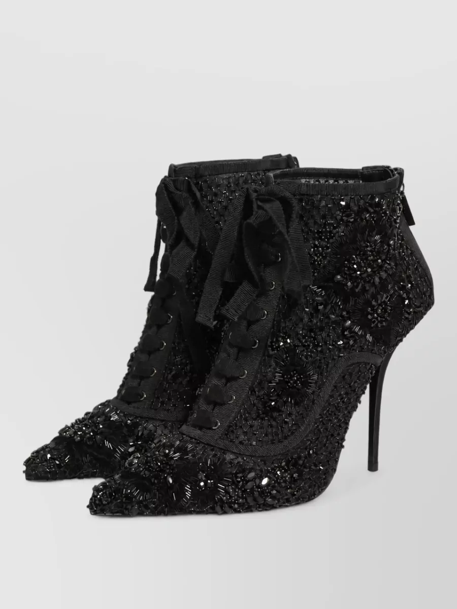 Dolce&Gabbana embellished mesh ankle boots