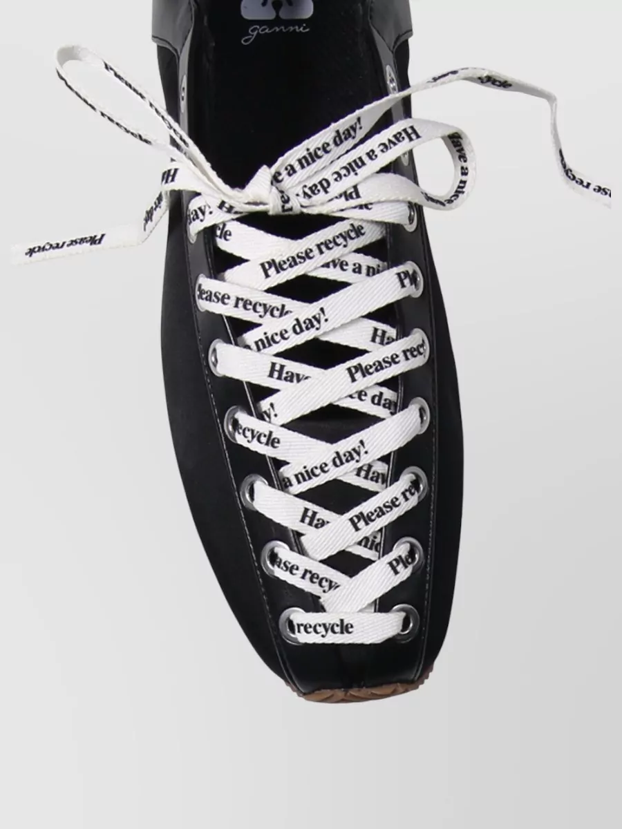 Ganni Recycled Polyamide Lace-Up Ballet Flats