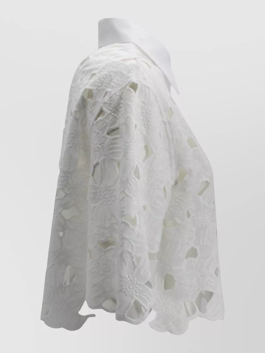 D.exterior Cotton Embroidered Short-Sleeve Shirt