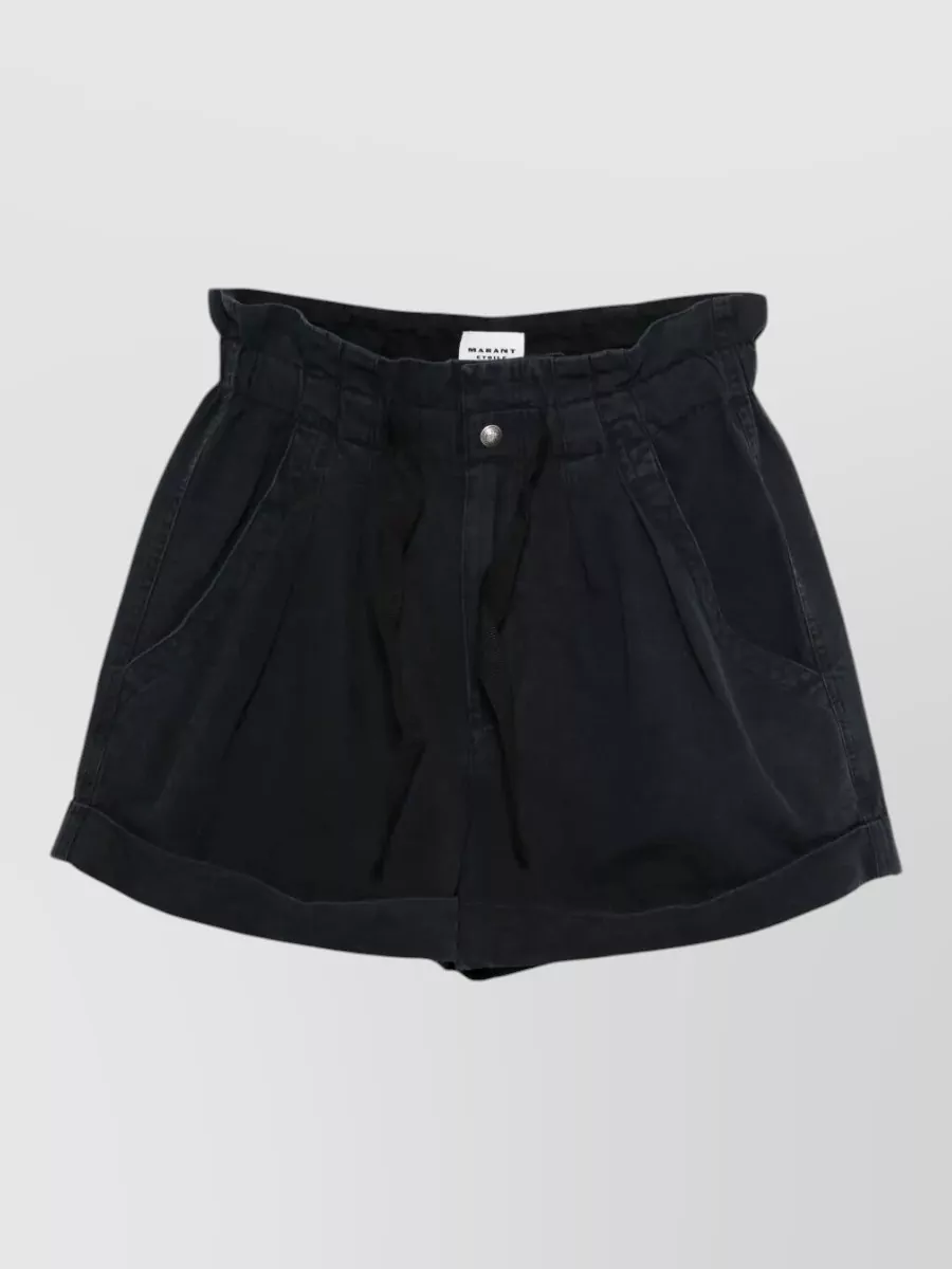 Isabel Marant Étoile Nirma Shorts Elastic Waist Pleats Pockets In Black