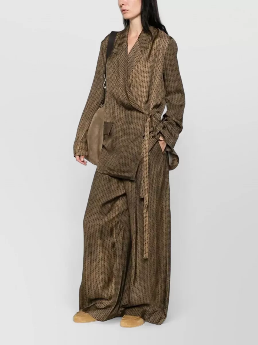 Uma Wang Geometric-Pattern Belted Long-Sleeve Jacket