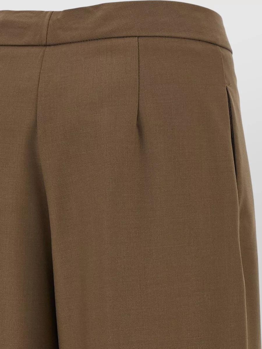 Nude High-Rise Wide-Leg Suit Trousers
