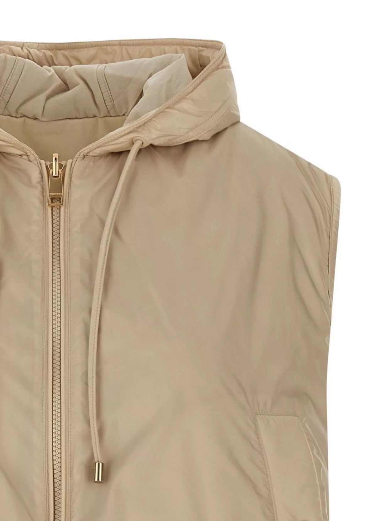 Weekend Max Mara Reversible Quilted Hooded Vest Drawstring In Brown