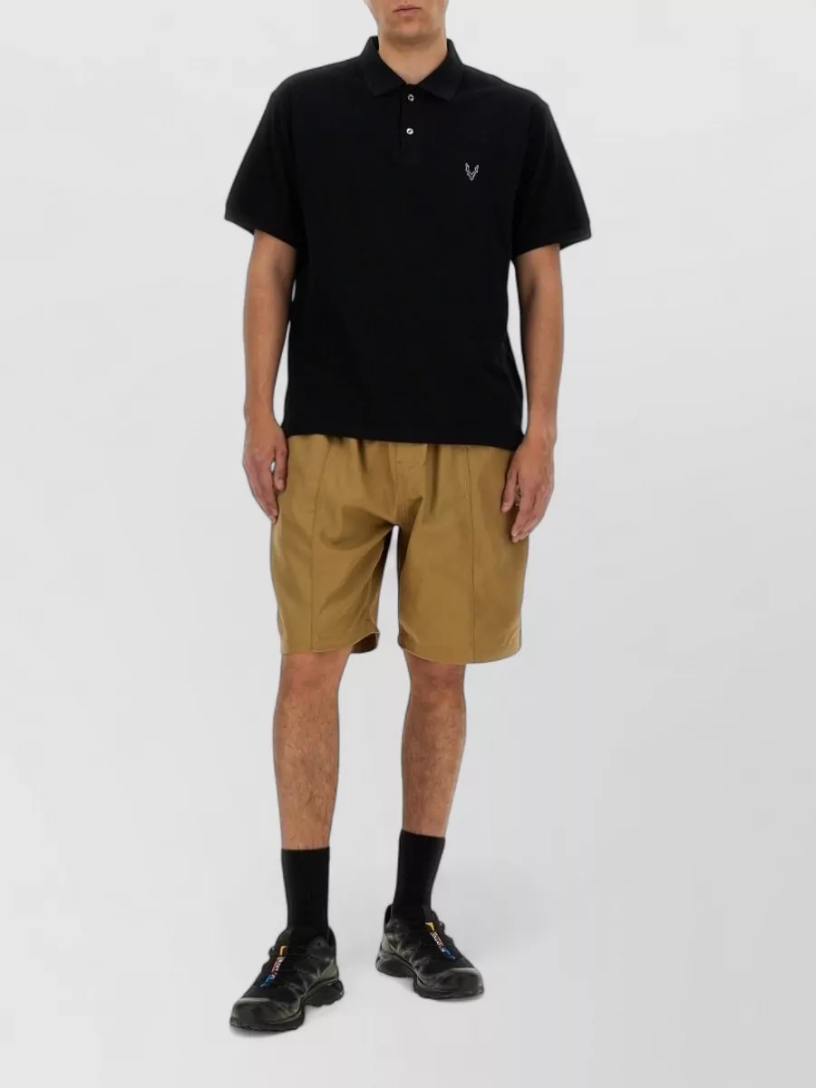 South2 West8 Cotton Shirt Polo Collar Short Sleeves In White