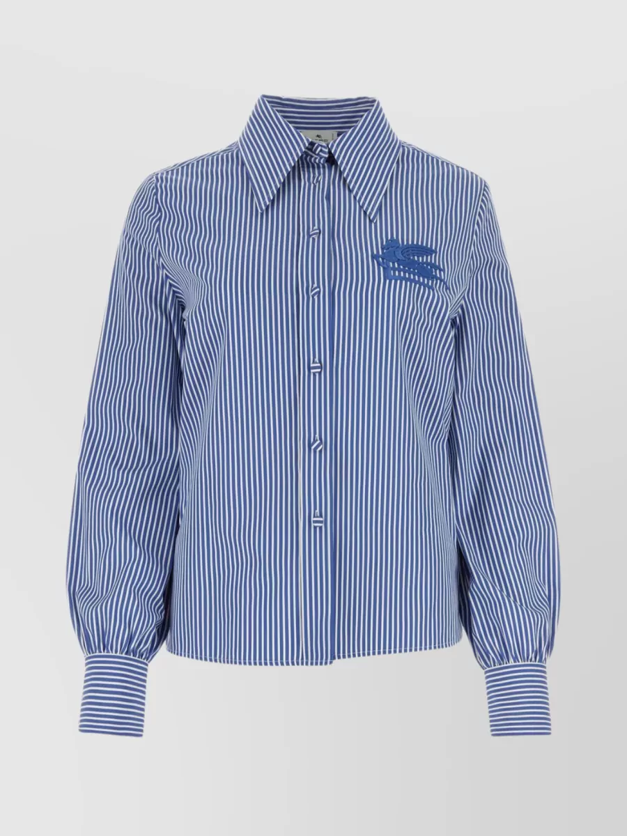 Etro Striped Embroidered Cotton Poplin Shirt