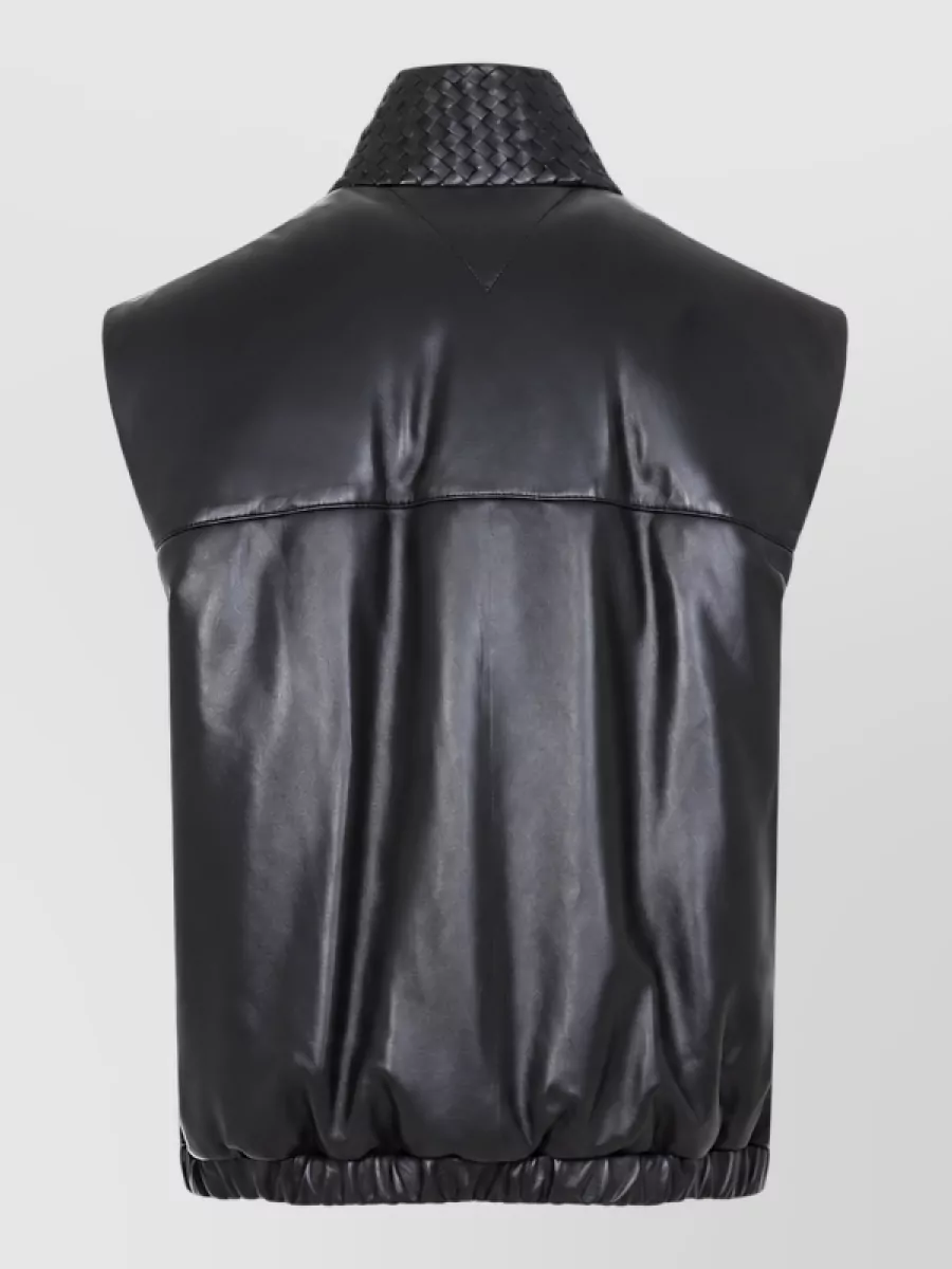 Bottega Veneta Lambskin Padded Funnel Neck Leather Vest