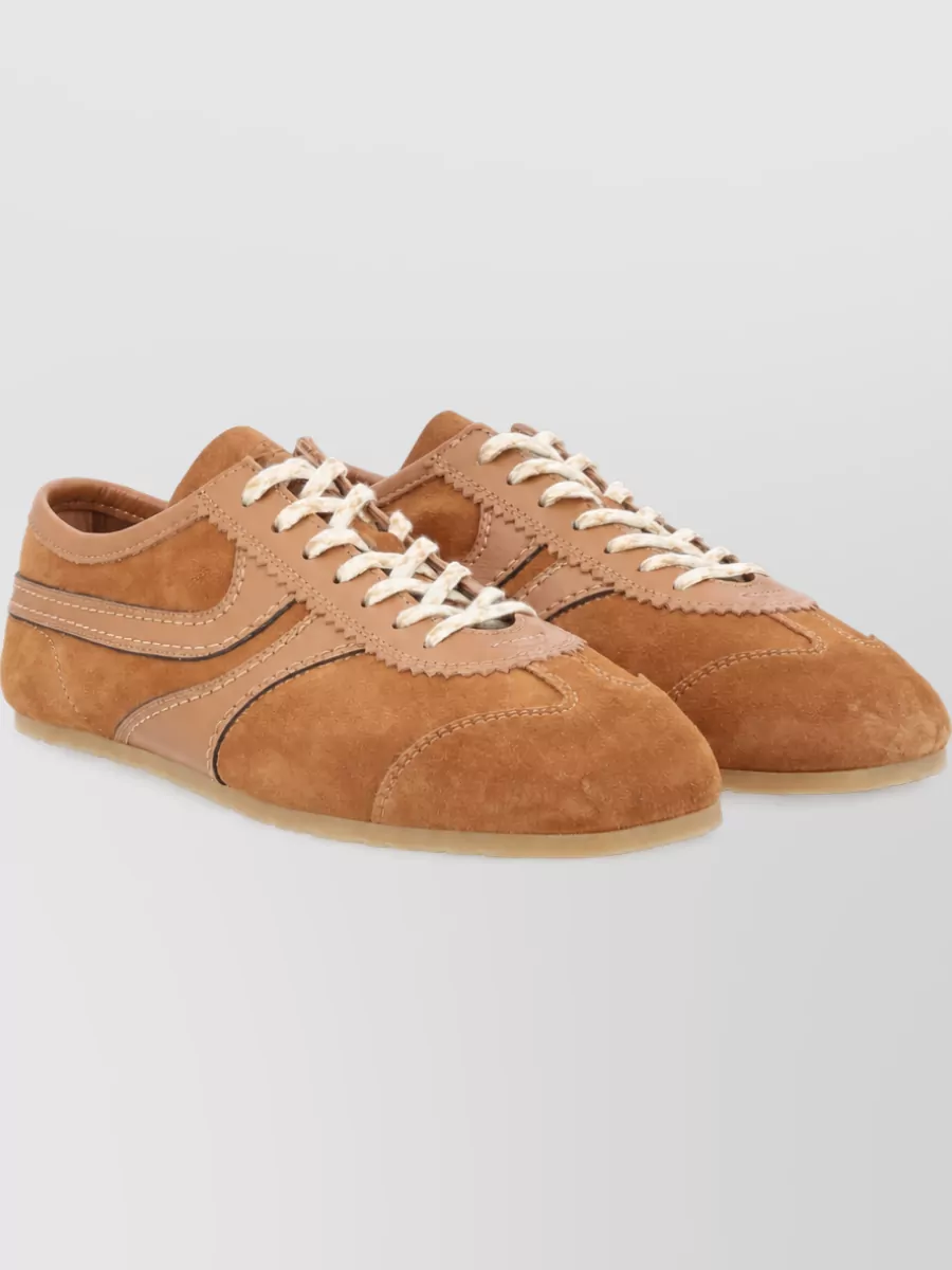 Dries Van Noten Suede Lace Up Sneakers Lightweight Rubber Sole