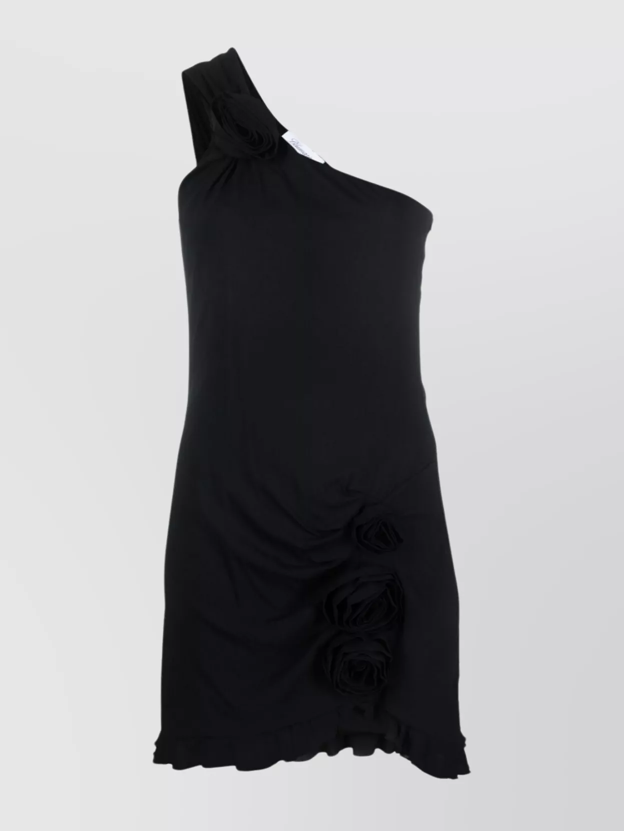 Shop Blumarine Asymmetric Knee Length Dress In Black