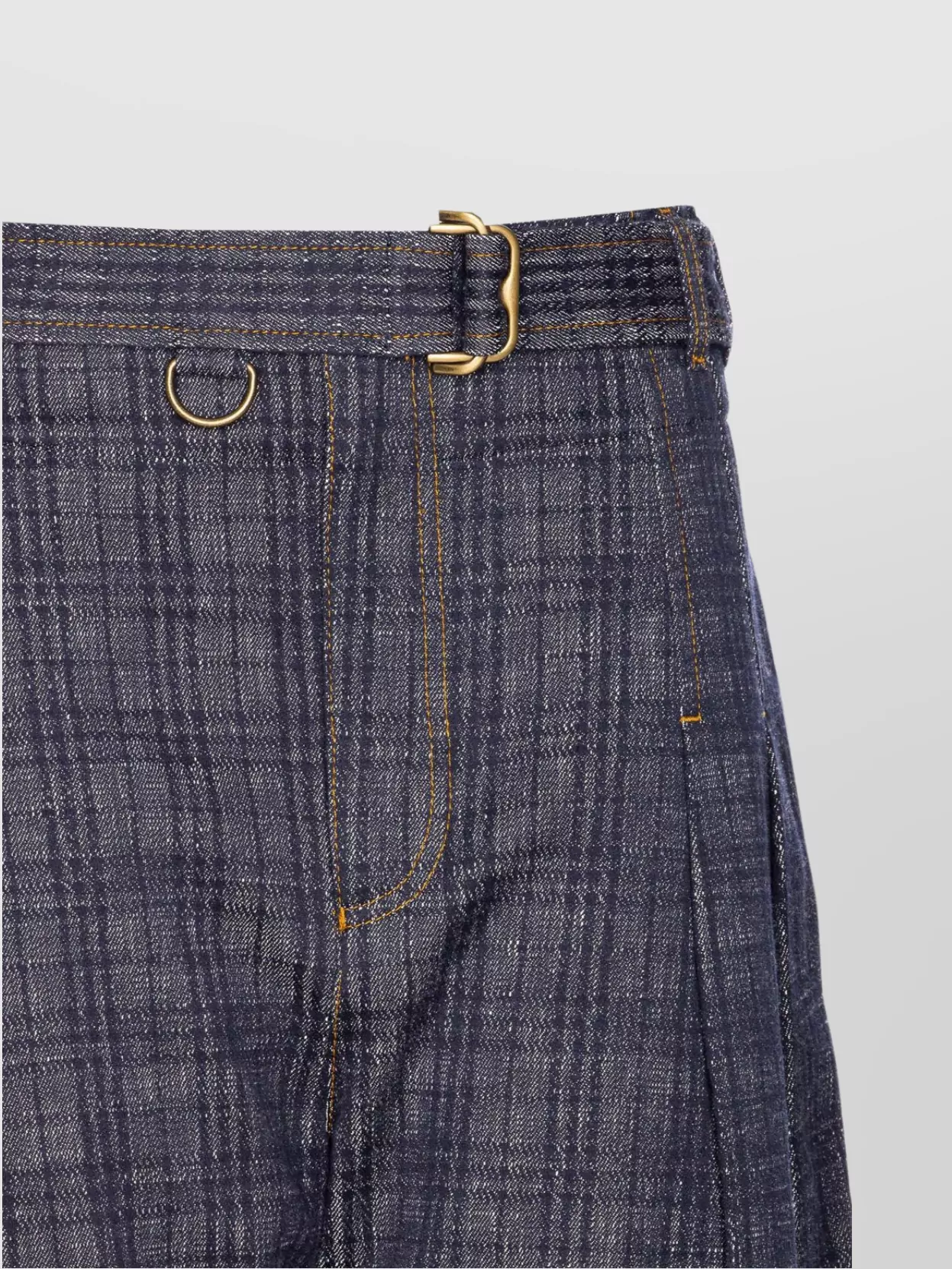 Burberry High Waist Plaid Pattern Trousers With Belt