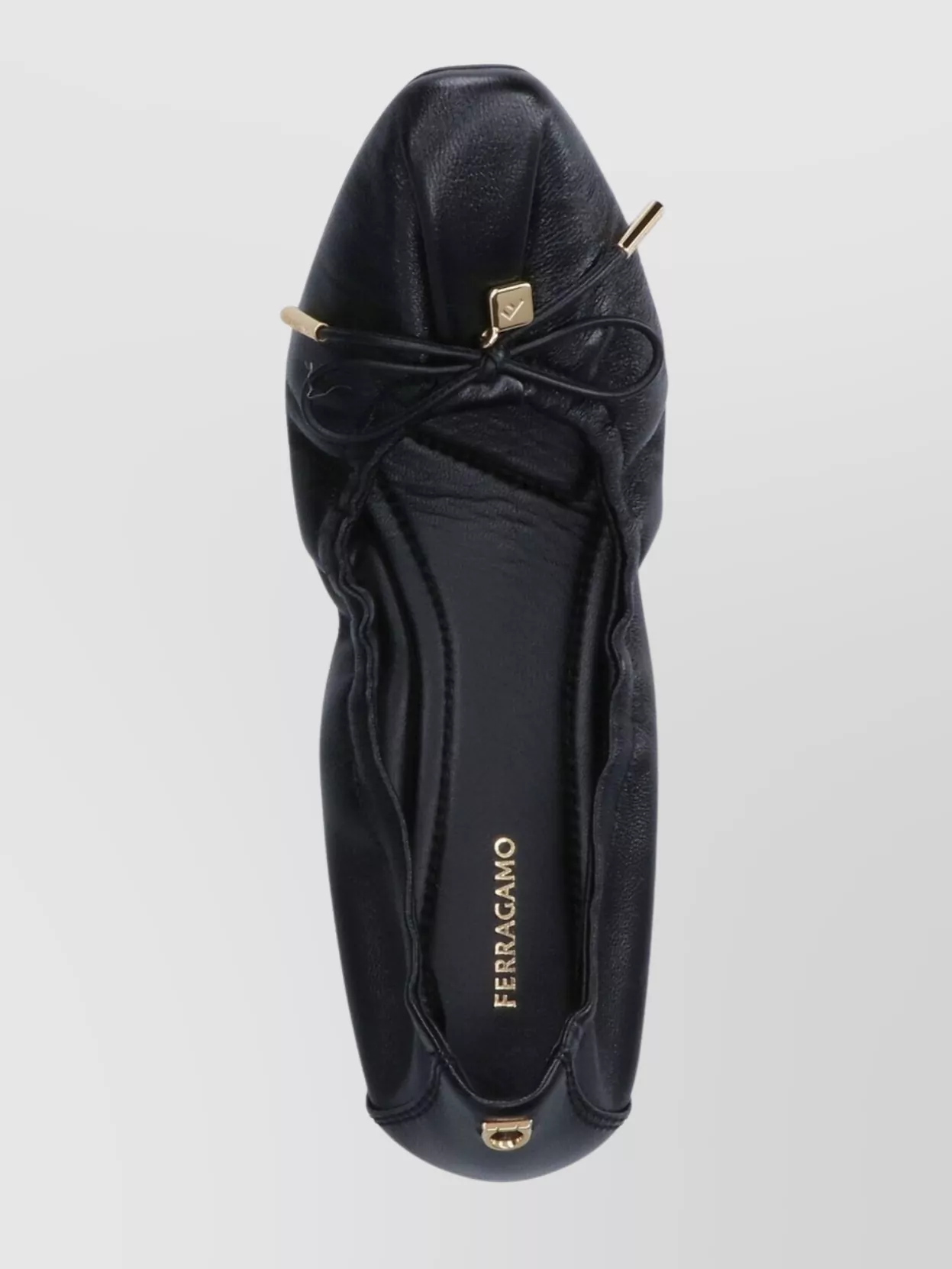 Ferragamo Round Toe Ballerina Shoes With Bow Detail