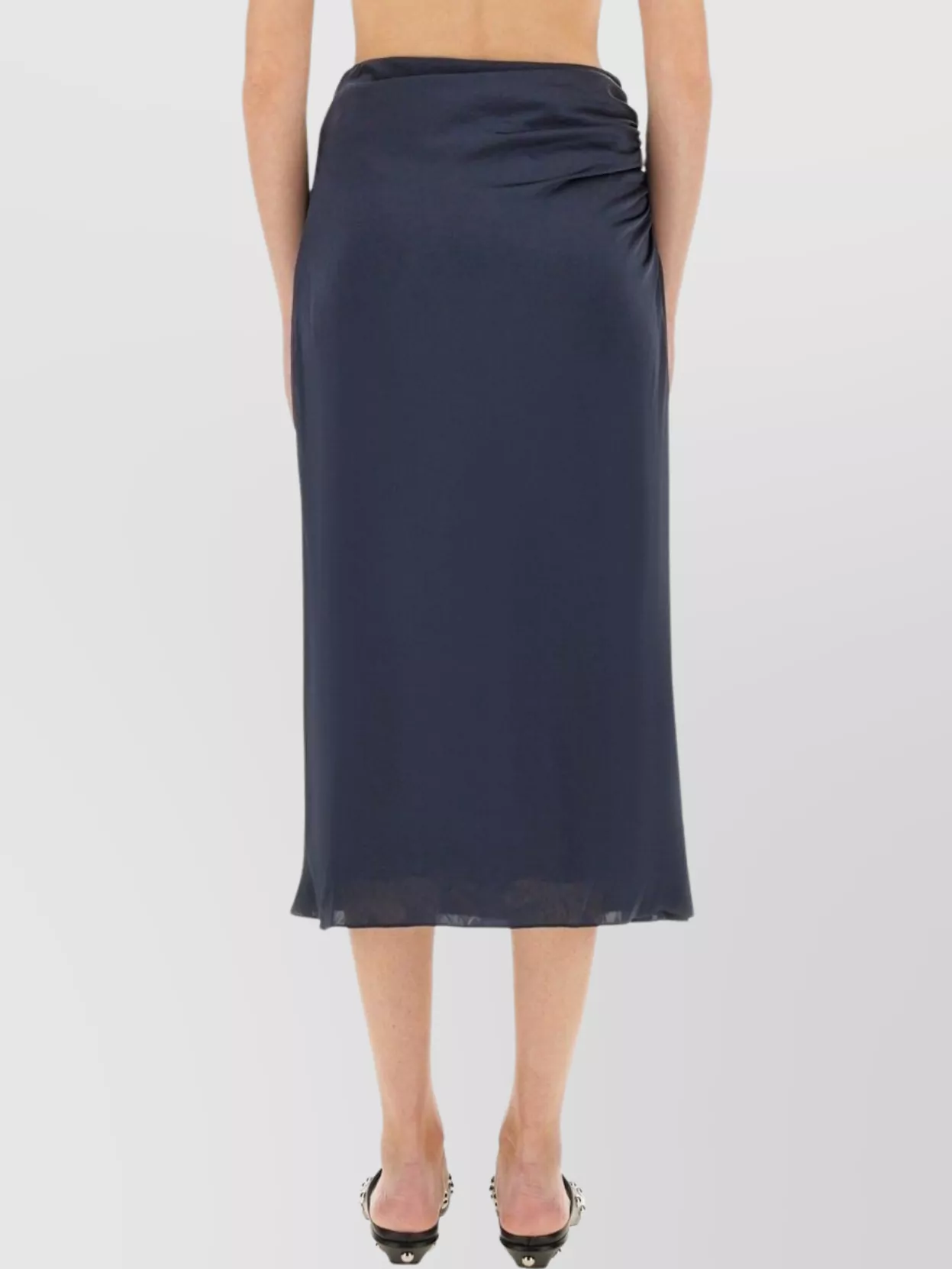 Theory Slit Midi Waist Sheen Ruched Skirt