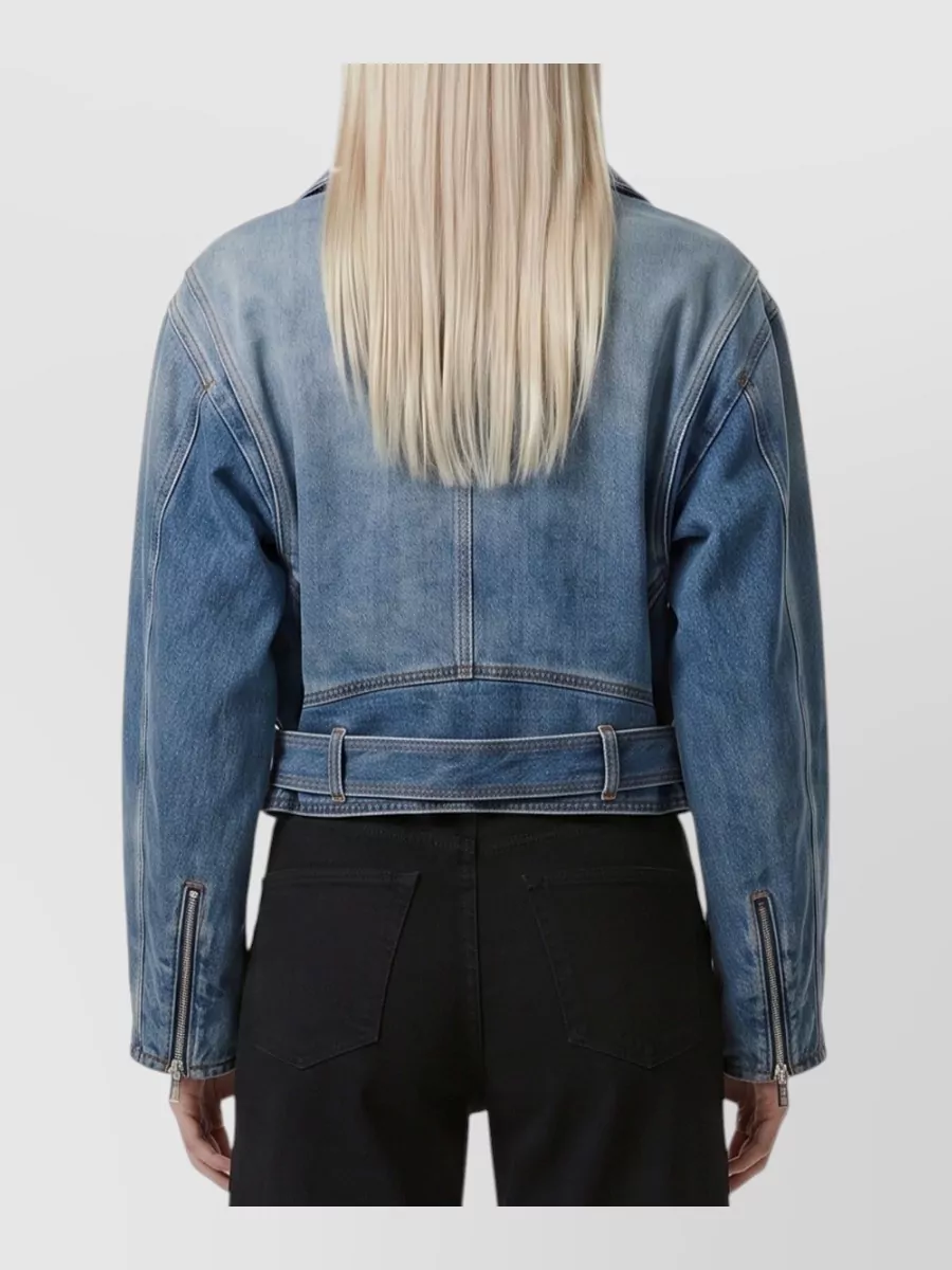 Alaïa Denim Cropped Biker Jacket