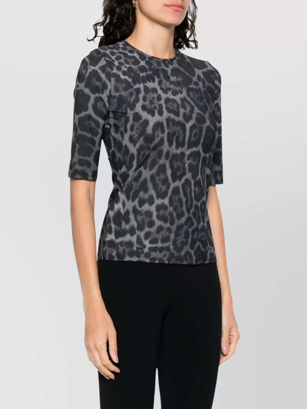 Stella Mccartney Animal Print Crewneck Top Three Quarter Sleeves