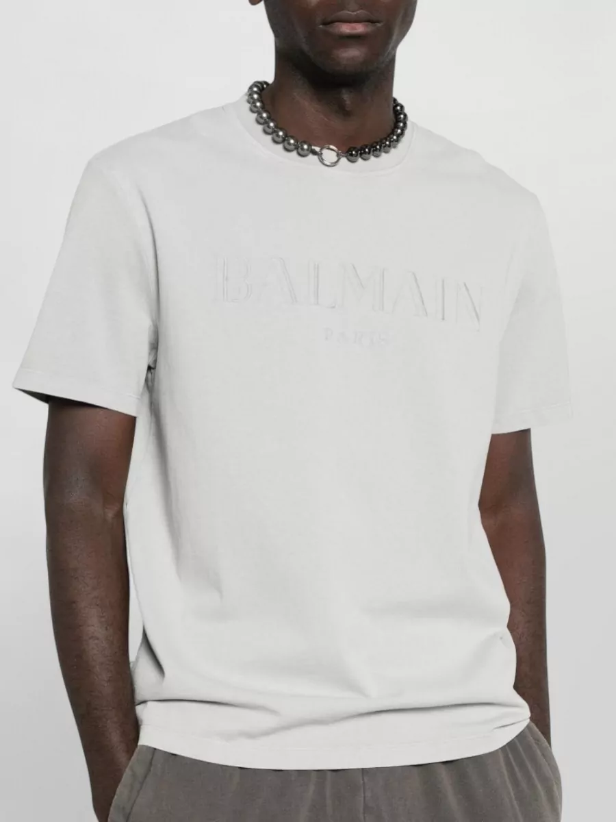 Balmain Crew Neck T-Shirt Straight Hem Design