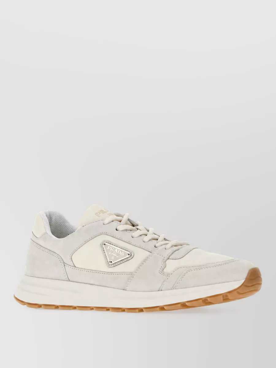 Prada leather and suede low-top sneakers