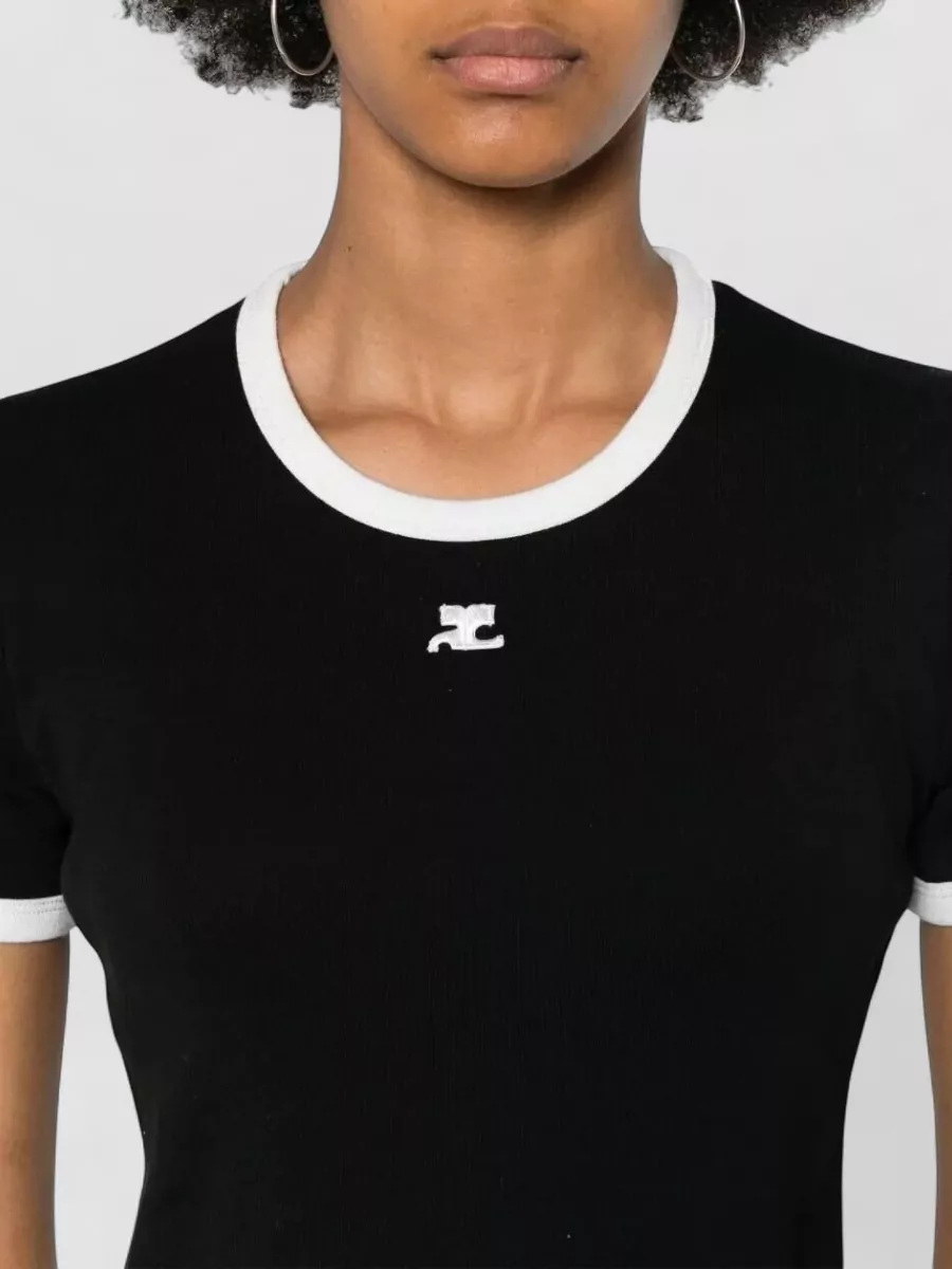 Courrèges Signature Contrast Crew Neck Short Sleeve T-Shirt
