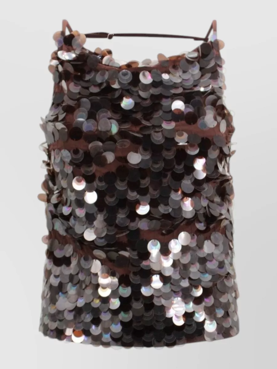 P.a.r.o.s.h Sleeveless Sequin Top Scoop Neck Fitted In Brown