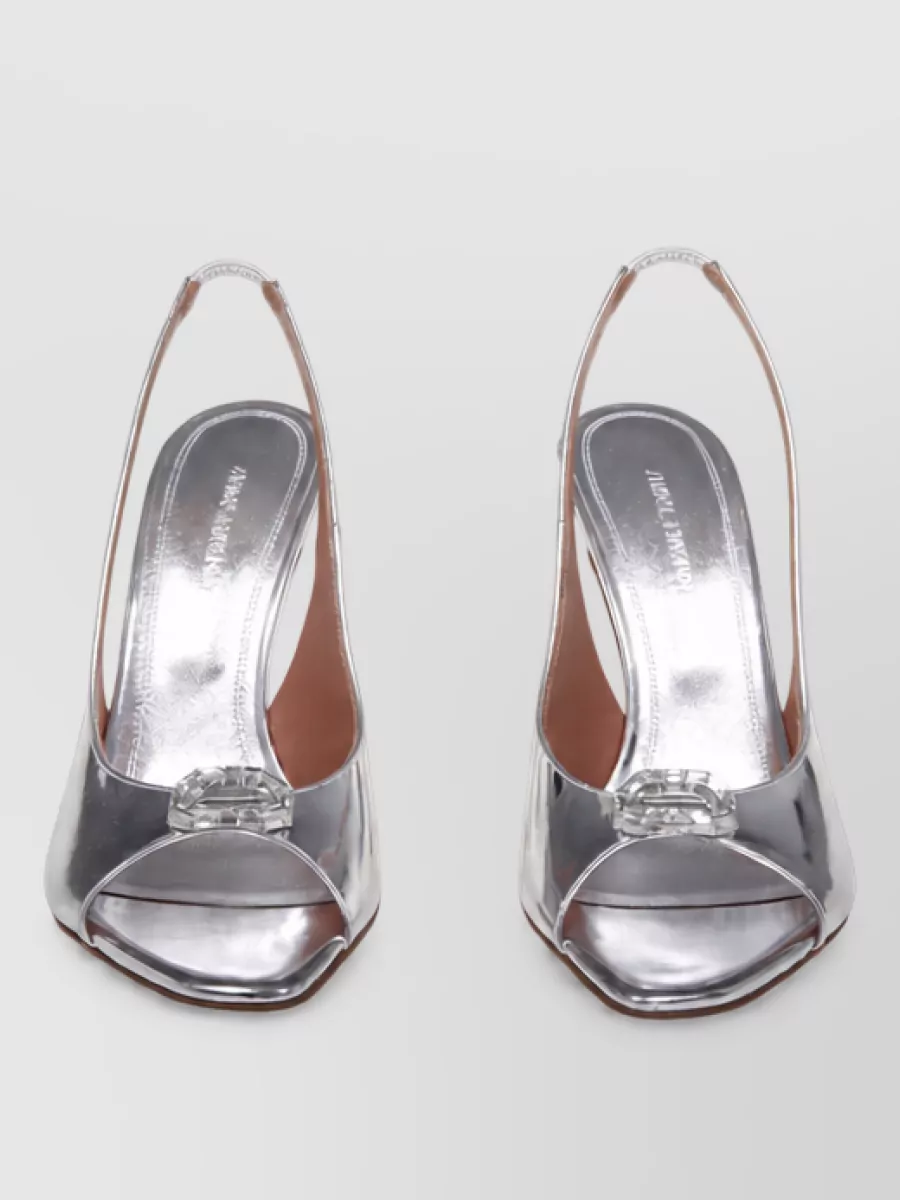 Amina Muaddi leather crystal embellished slingback sandals