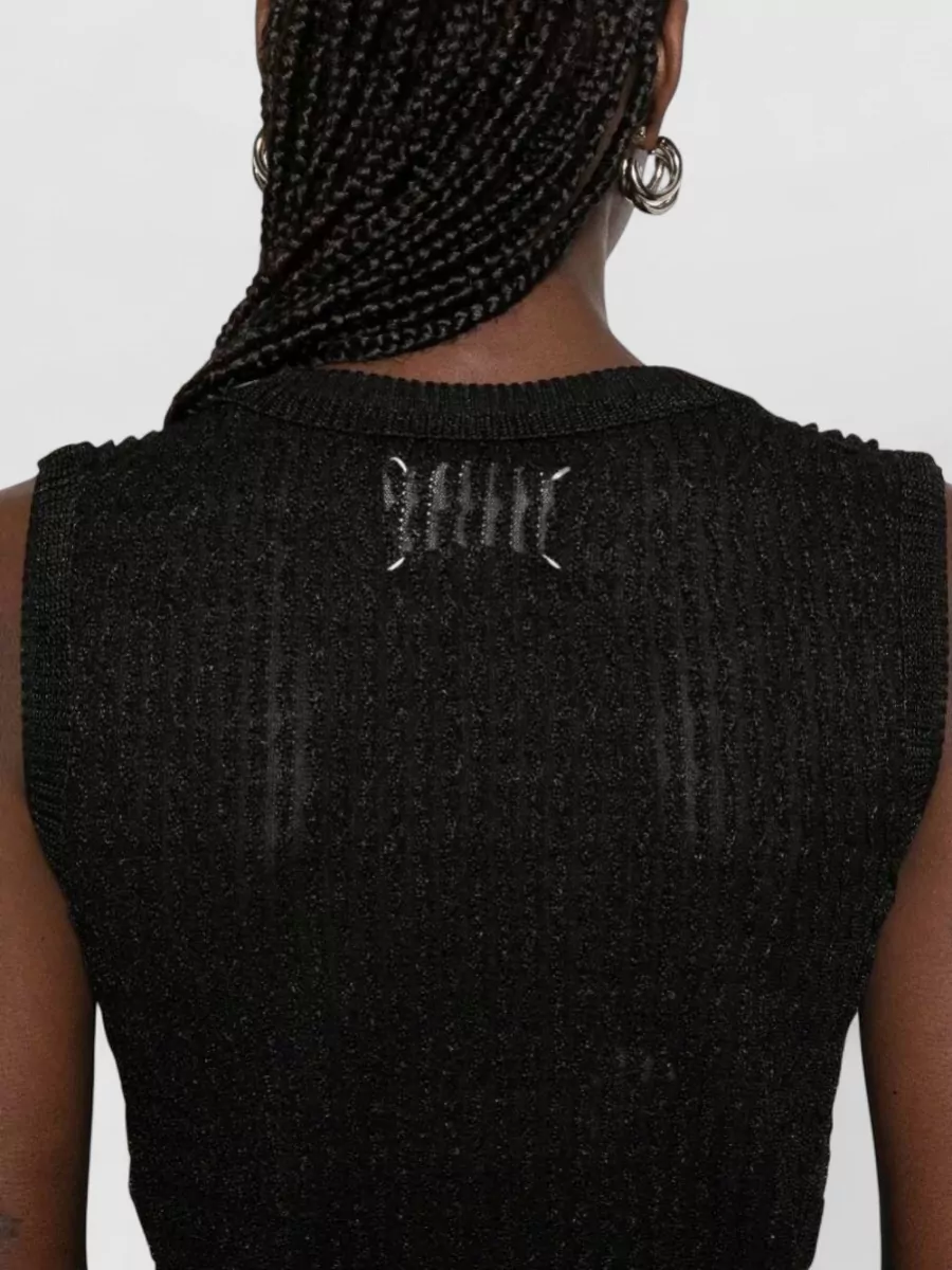 Maison Margiela Sleeveless Crewneck Knit Vest Sheer Texture