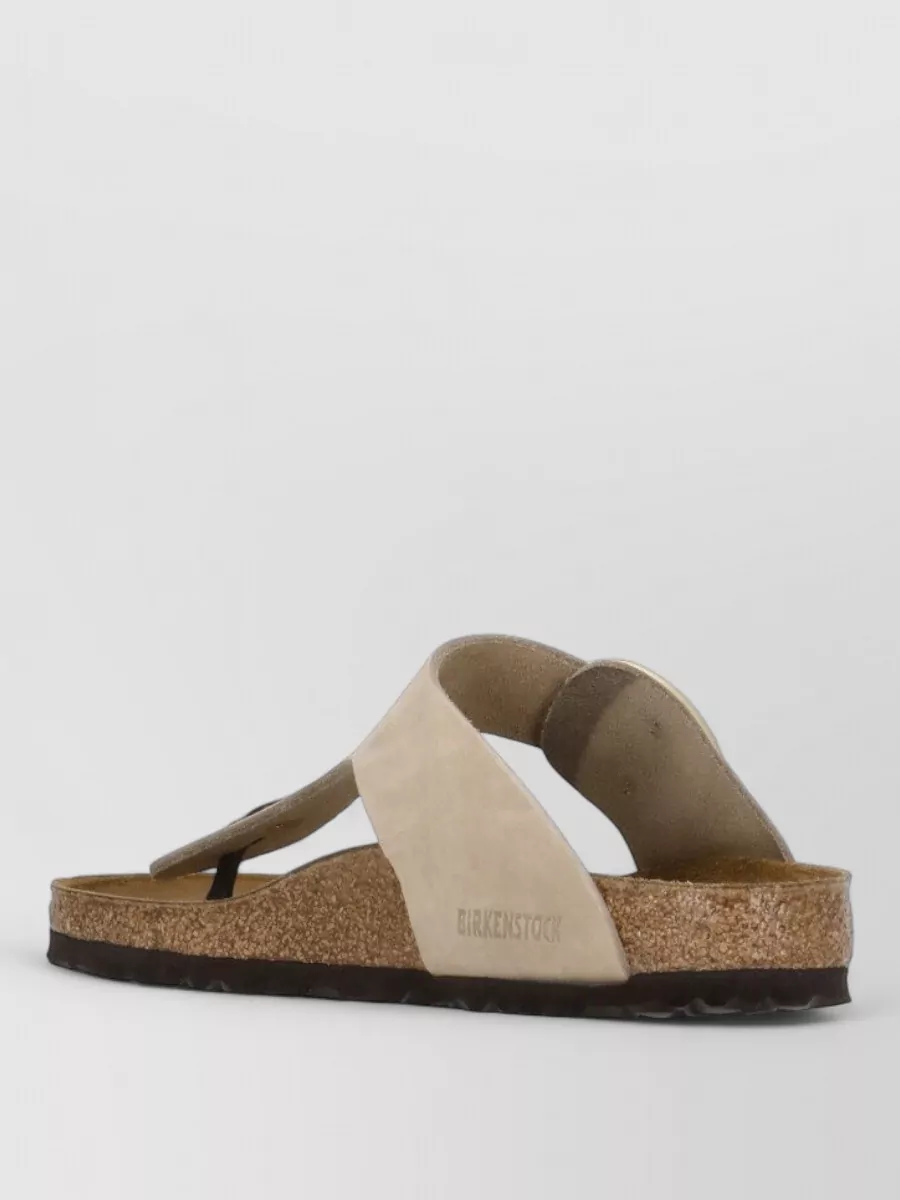 Birkenstock Leather Flat Sandals Open Round Toe