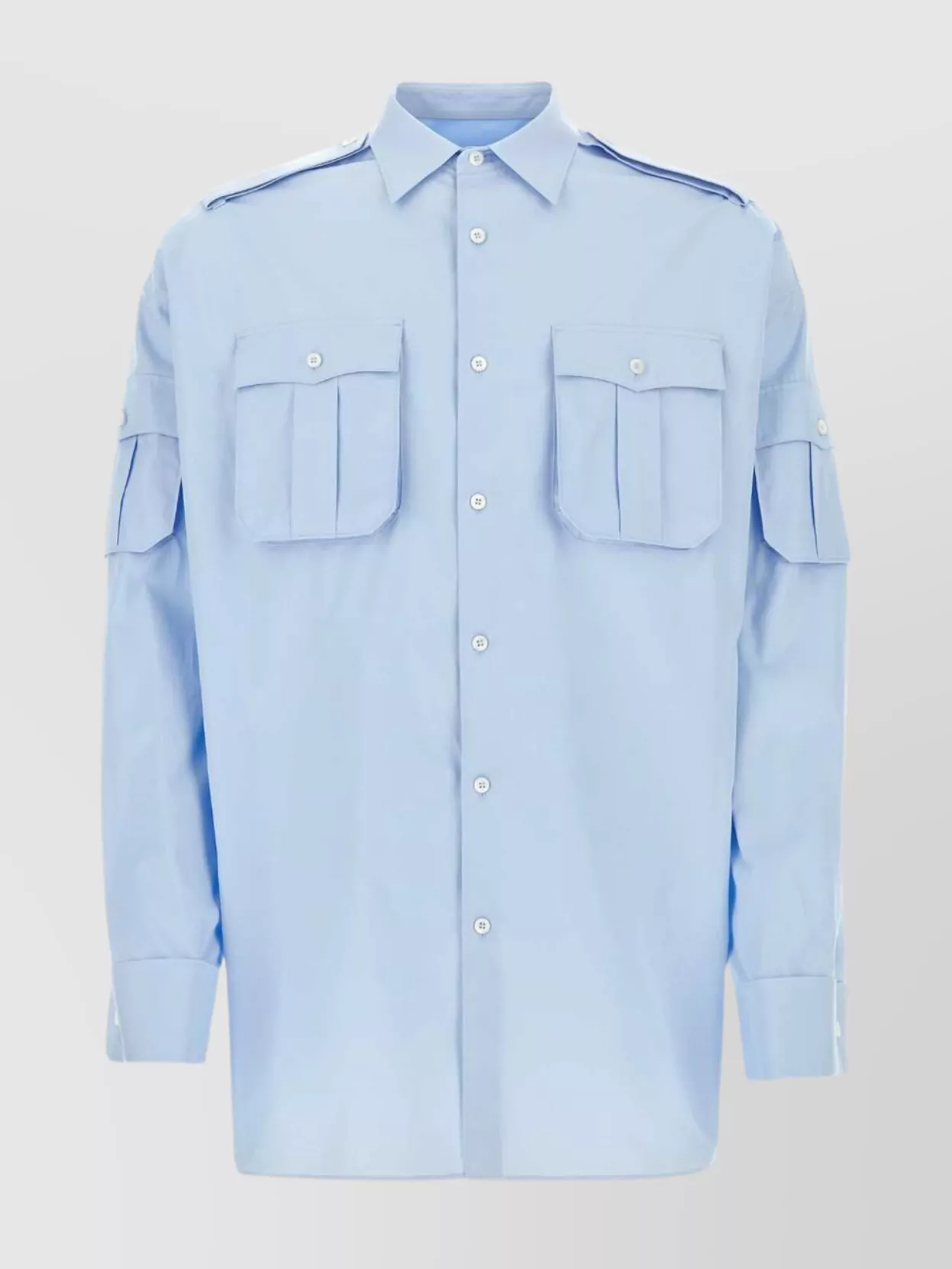 Shop Prada Oversize Shirt In Light-blue Poplin
