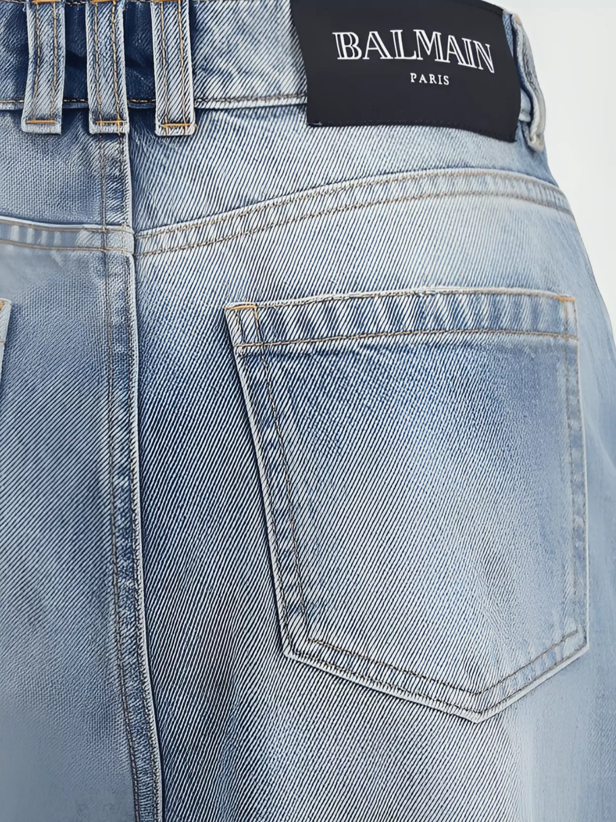 Balmain Flared Cotton Jeans Distressed Finish In Blue
