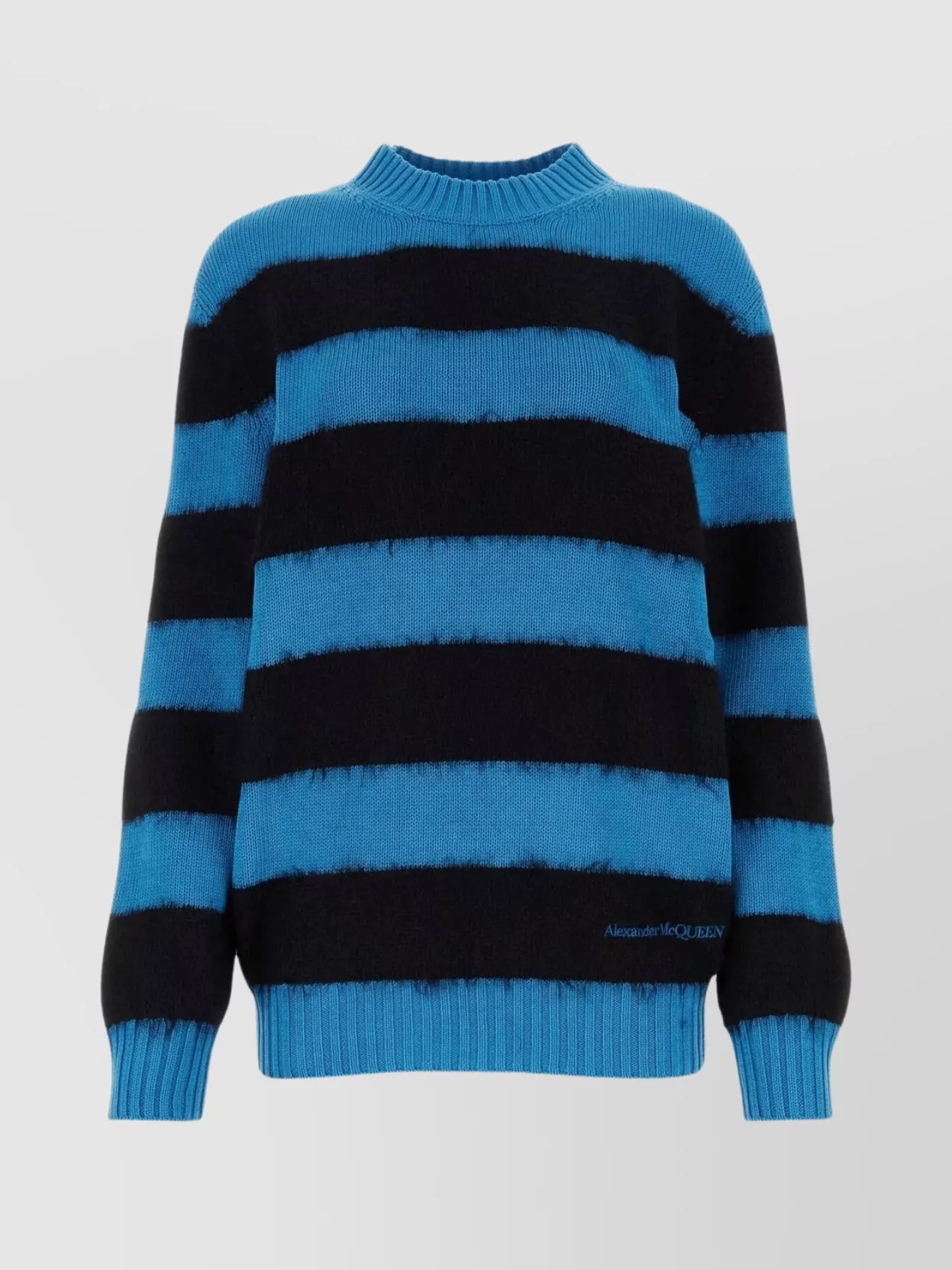 Shop Alexander Mcqueen Striped Embroidered Knit Sweater In Black