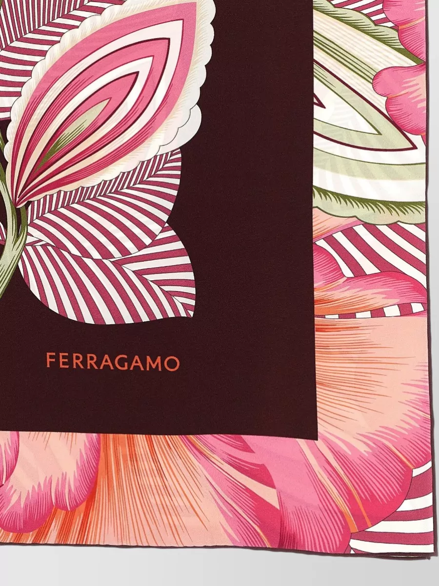 Ferragamo Brezza Square Scarf Bold Floral Pattern