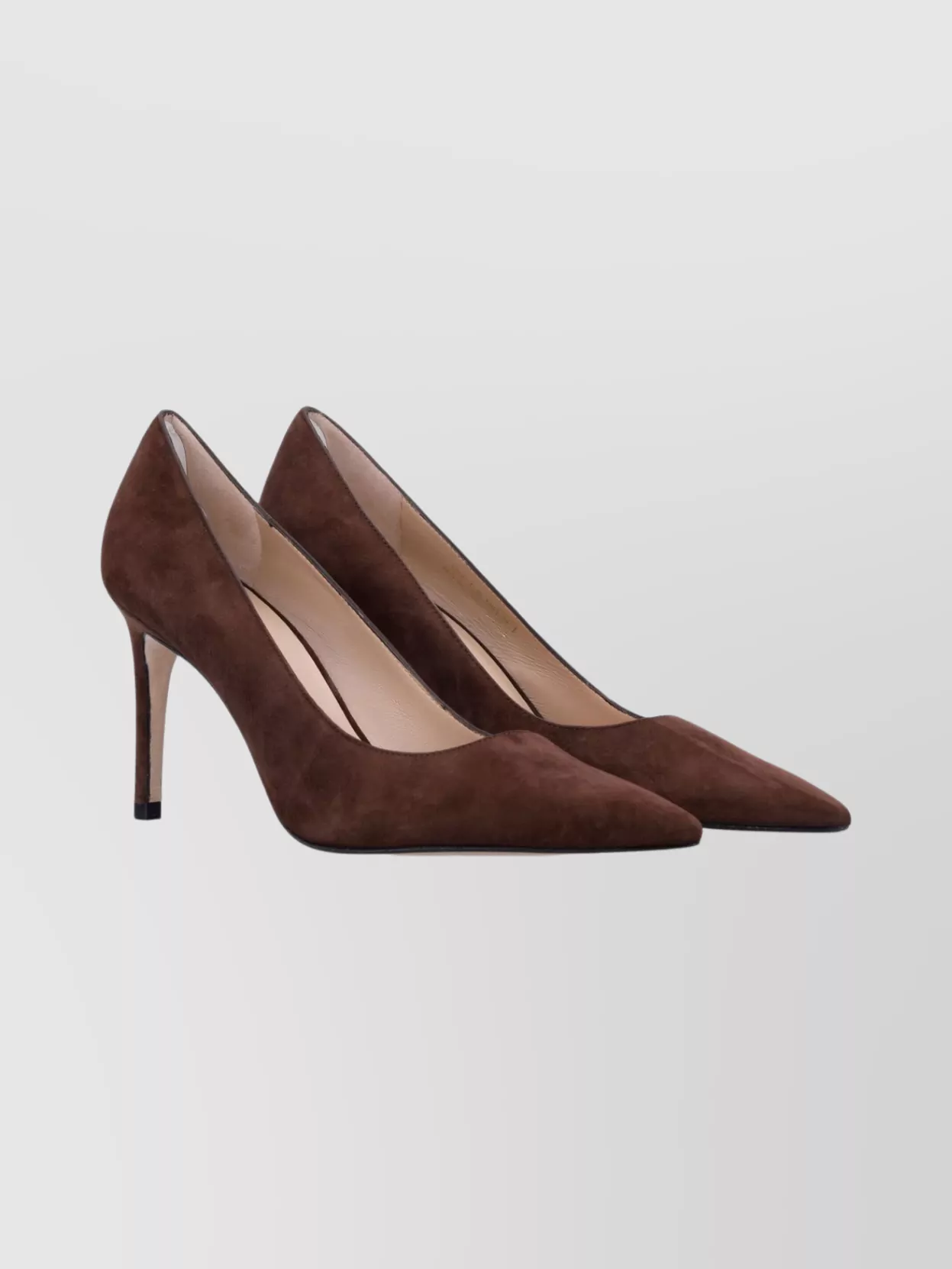 Stuart Weitzman Power 85 Suede Pointed Toe Pumps In Brown