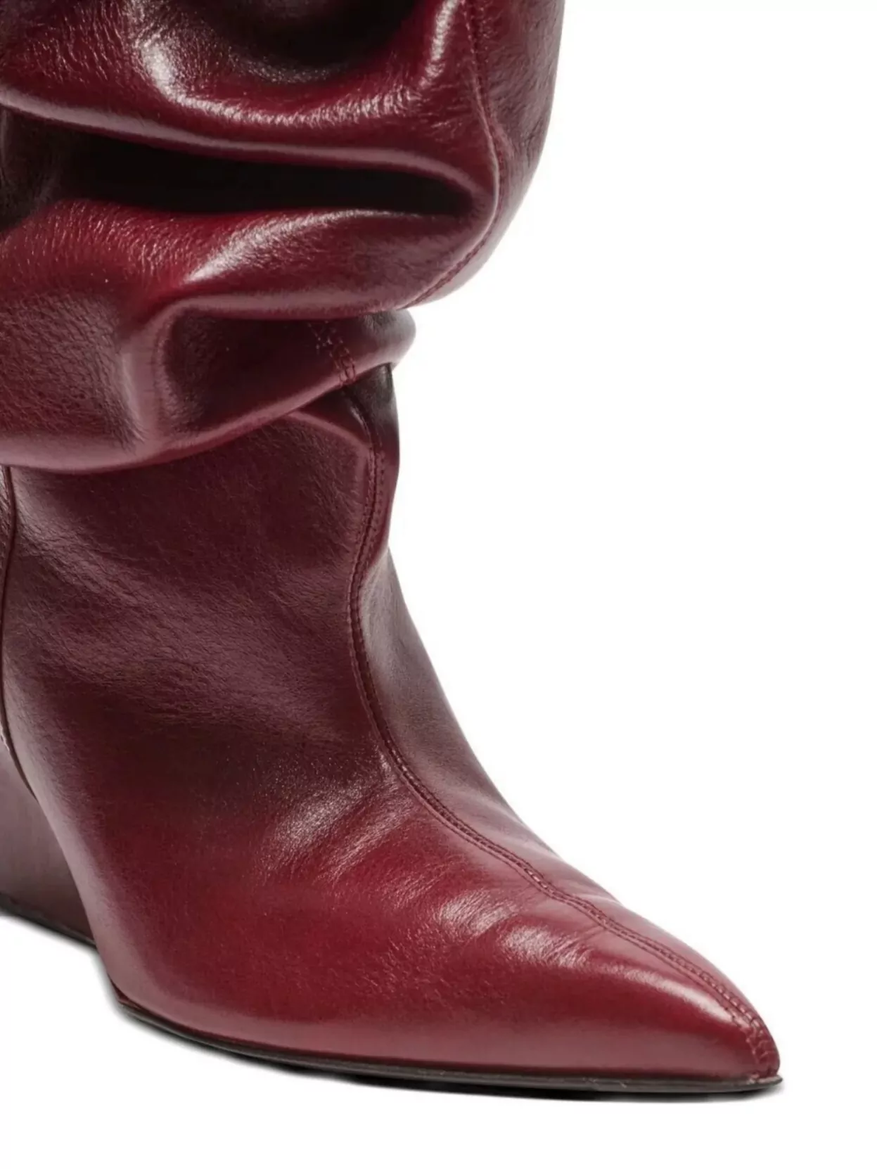 Balmain Textured Leather Wedge Ankle Boot
