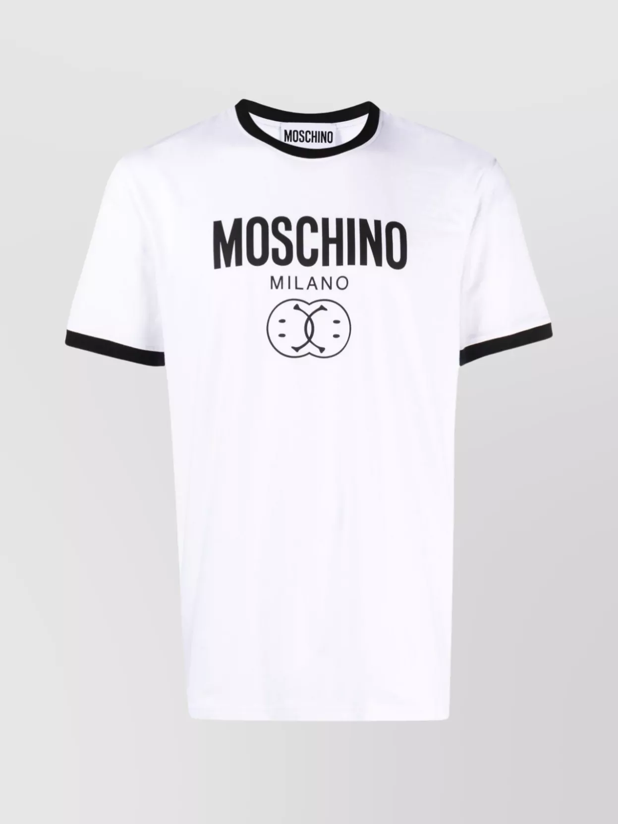 Shop Moschino Crew Neck T-shirt With Logo And Smiley Print In White