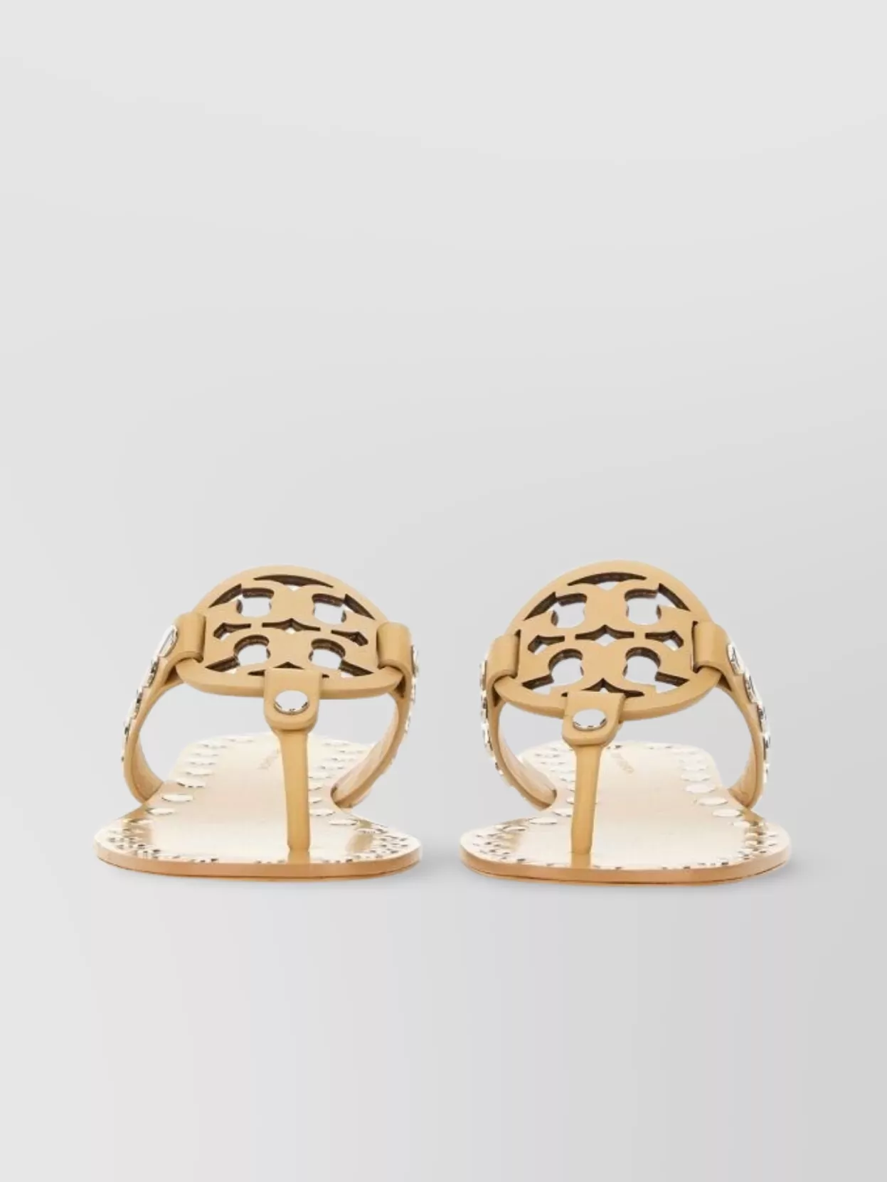 Tory Burch Studded Cut-out Flat Sole Sandals In Neutral