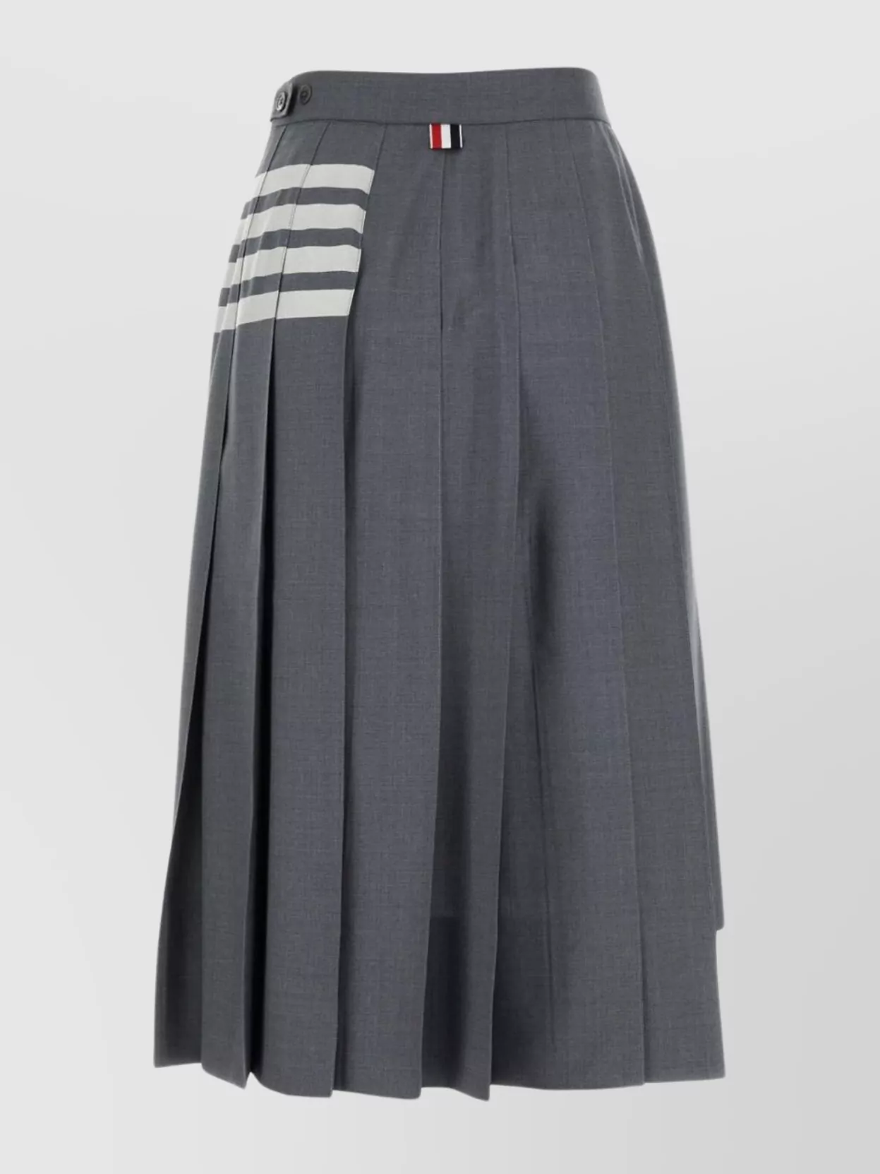 Thom Browne Wool Skirt With Button Detail And Striped Pattern In Gray