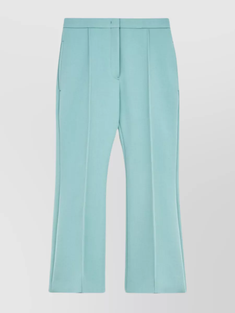 Shop Jil Sander Cropped Mid-rise Trousers With Slit Pockets In Blue