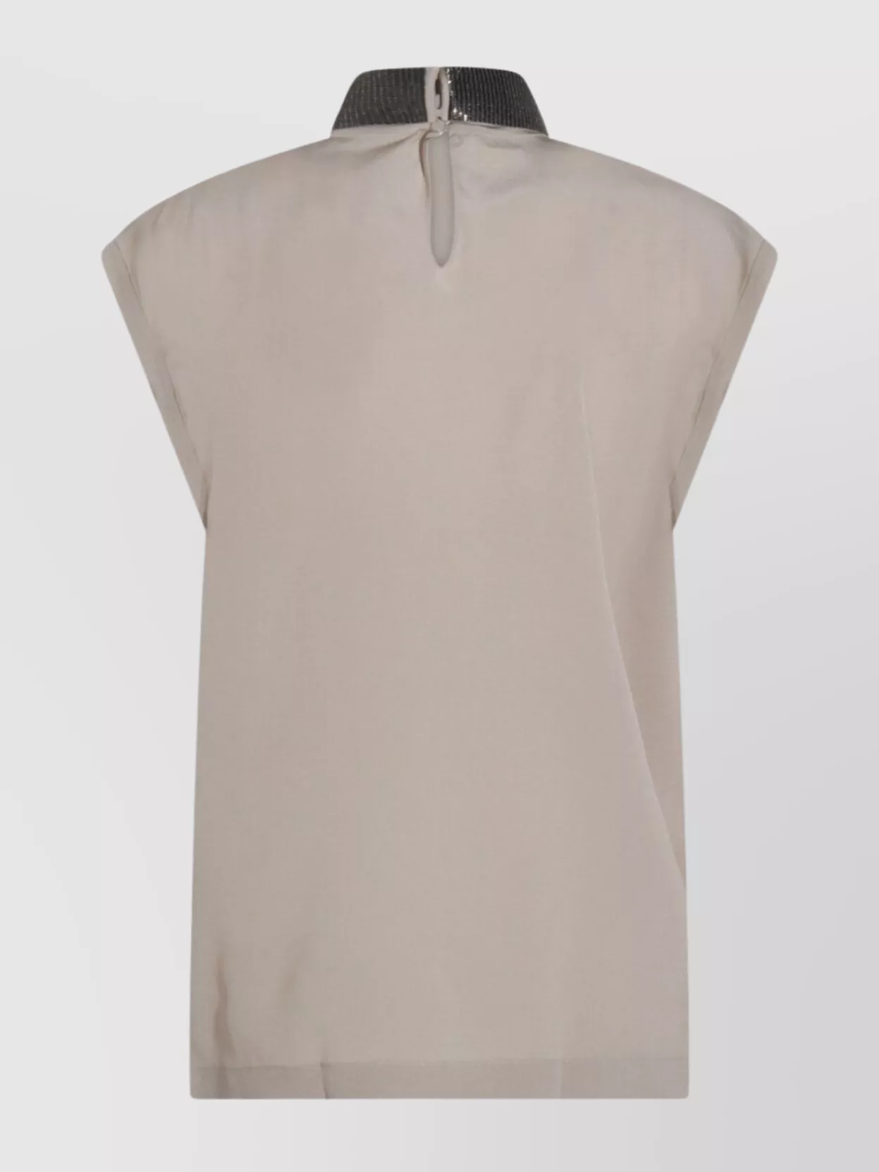 Brunello Cucinelli Keyhole Back Cap Sleeved Top In Gray