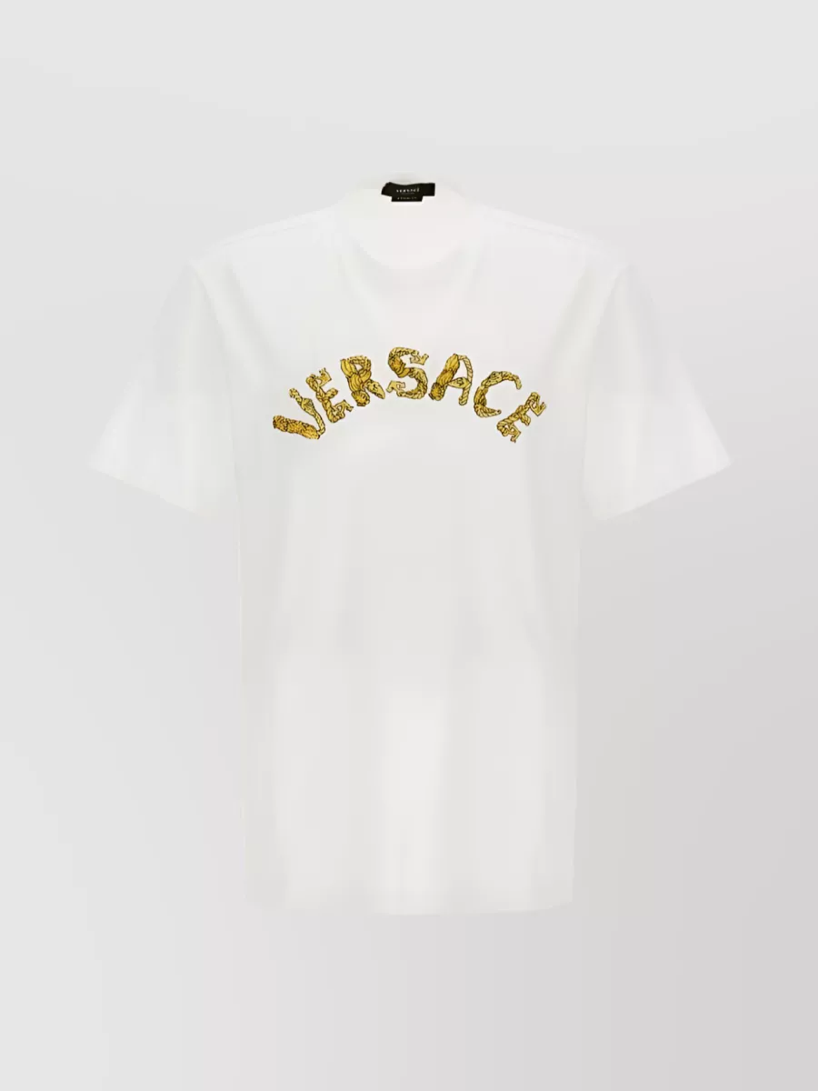 Shop Versace Seashell Baroque Crew Neck T-shirt In White