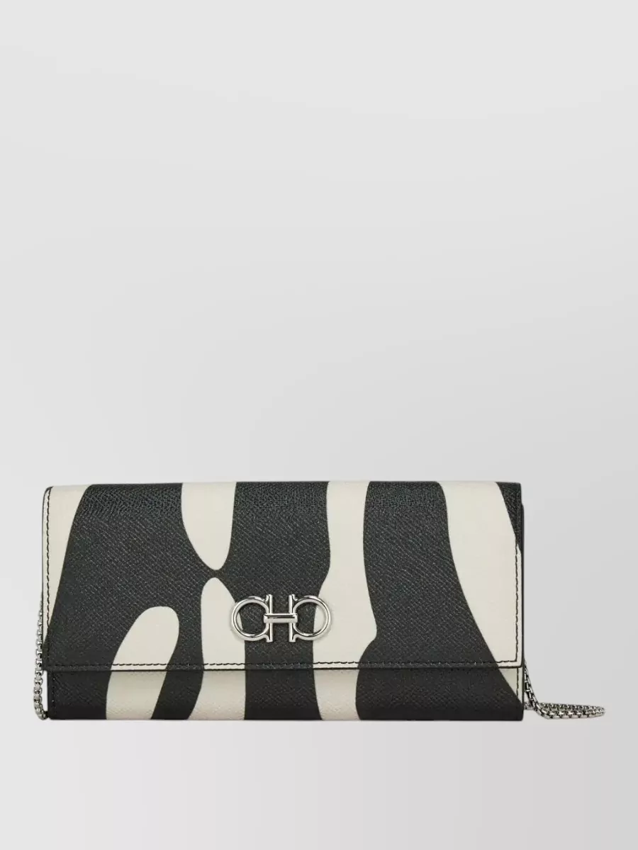 Ferragamo Gancini Zebra-print Leather Wallet On Chain