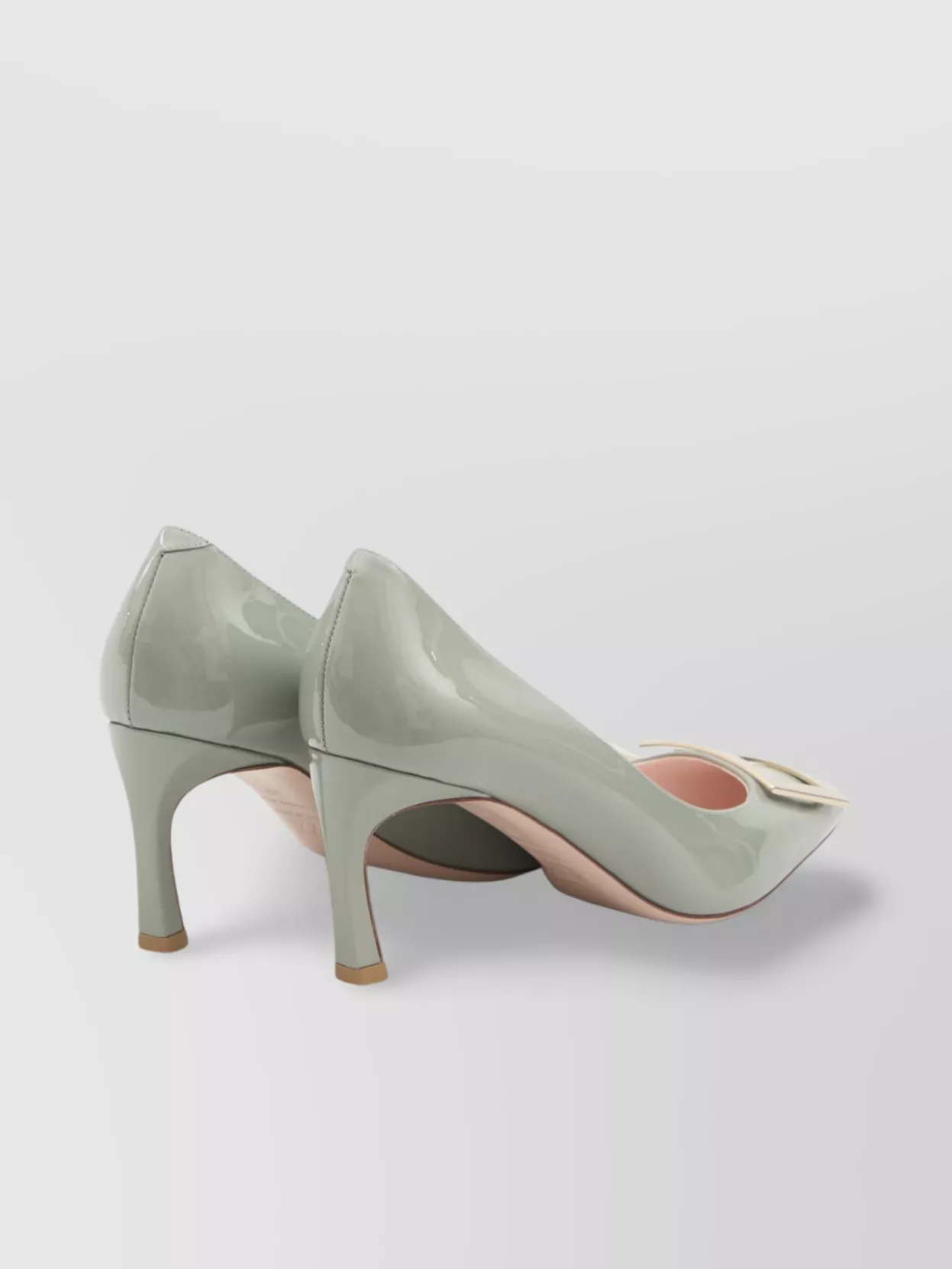 Roger Vivier Trompette Heel Leather Pumps Square Buckle