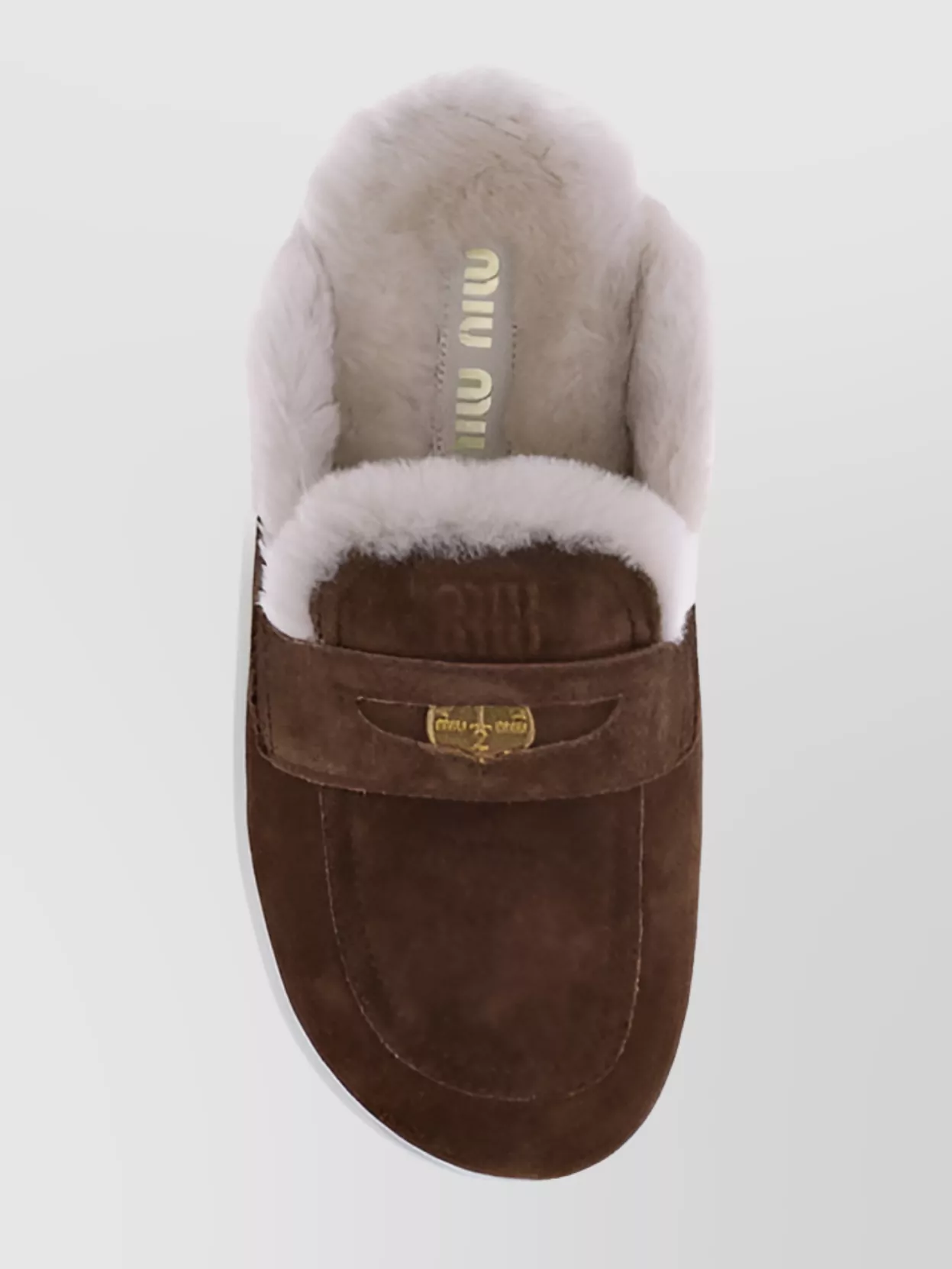 Miu Miu Shearling Slip-Ons Leather Detail