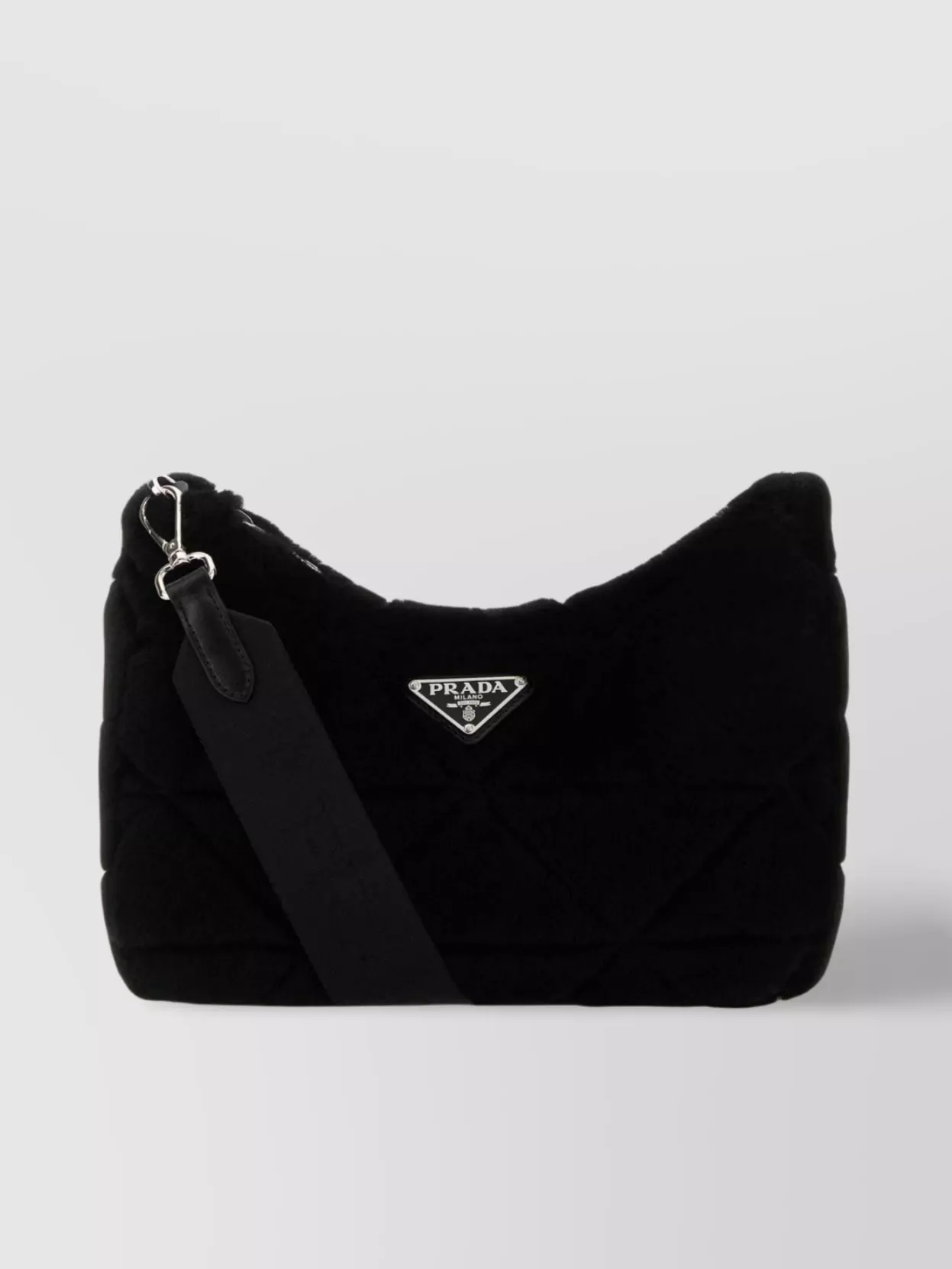 Shop Prada Shearling Quilted Chain Shoulder Bag