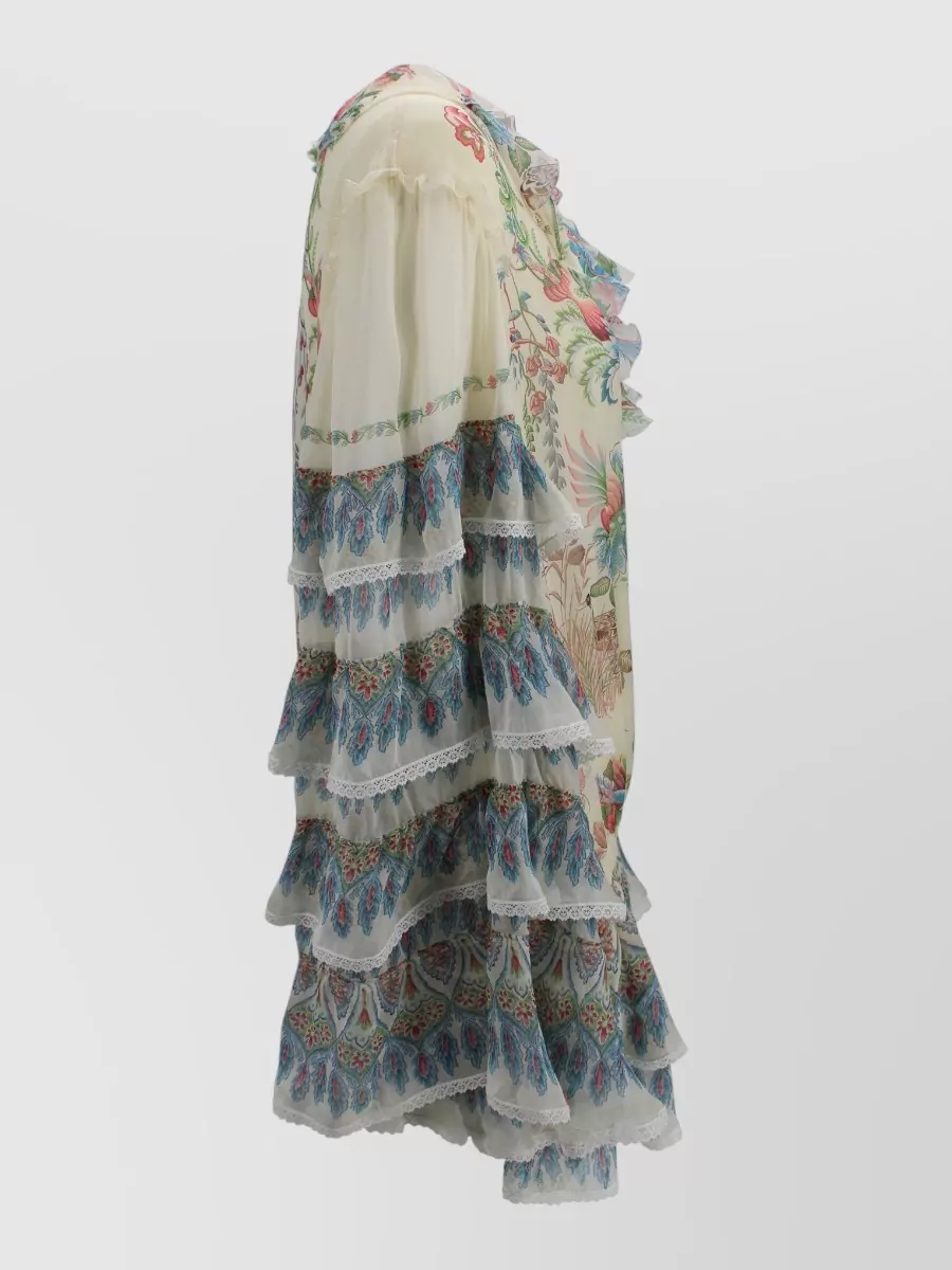 Etro Silk Paisley Printed Long-Sleeve Short Dress