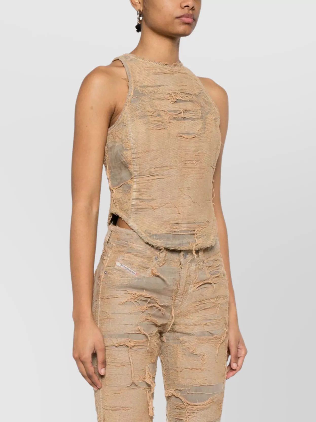 Diesel Sleeveless Distressed Racerback Top