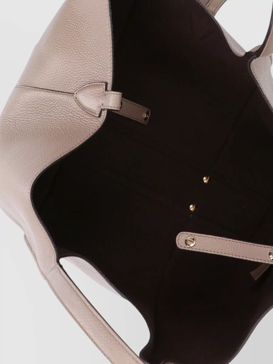 Tod's Leather Shopper Bag Metal Hardware Handles