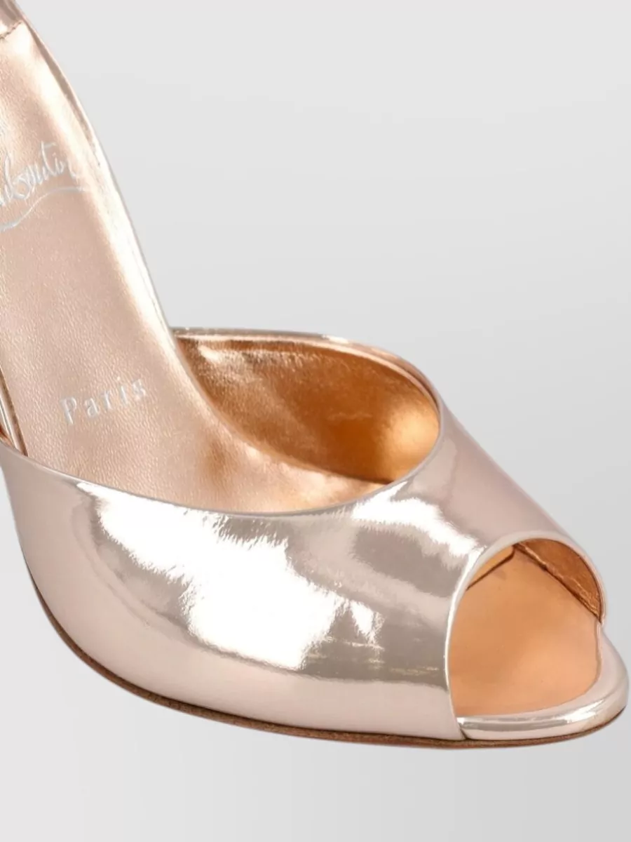 Christian Louboutin Leather Peep-Toe Stiletto-Heel Mules