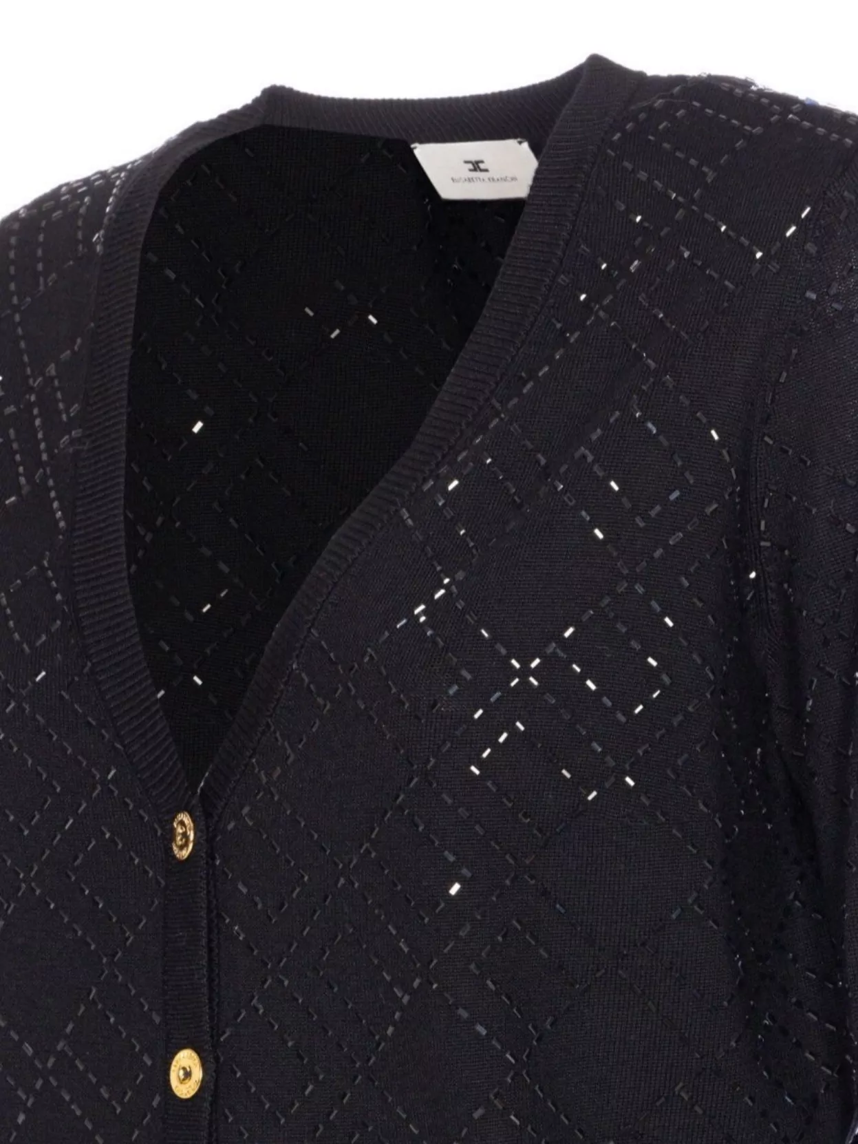 Elisabetta Franchi V-Neck Textured Pattern Knitwear Cardigan