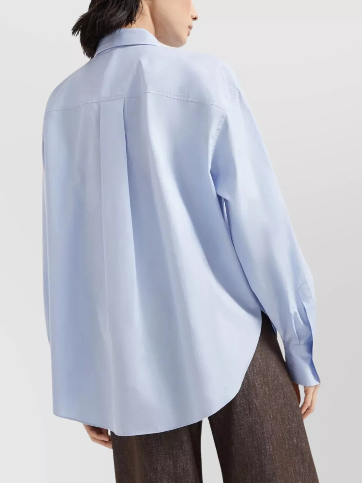 Brunello Cucinelli Long Sleeve Collared Shirt With Bow Detail In Blue