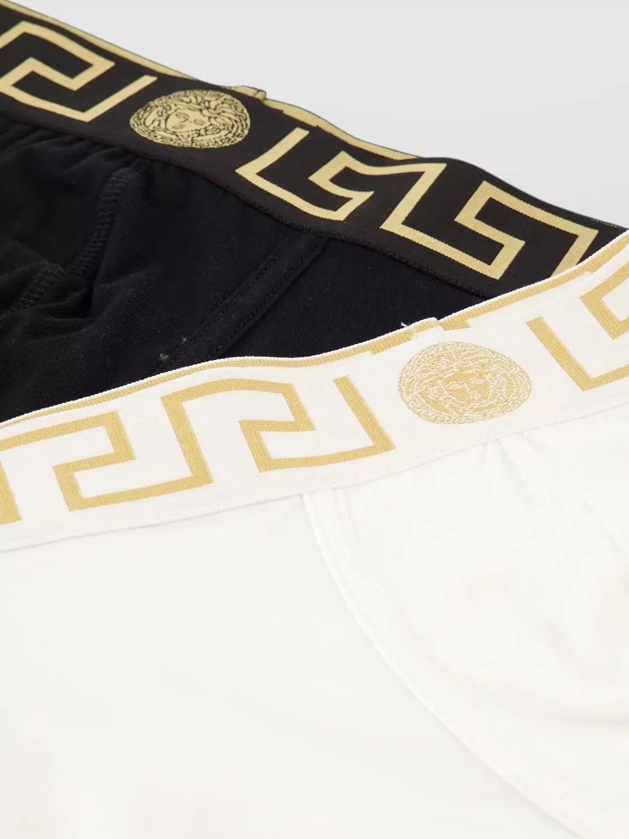 Versace Boxer Briefs Contrast Waistband Elastic Two Pack